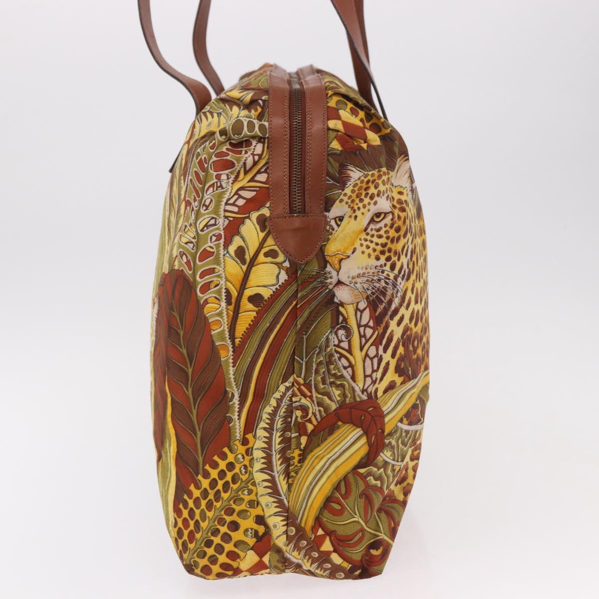 Salvatore Ferragamo Animal Pattern Hand Bag Canvas Multicolor Gold Auth hk3798