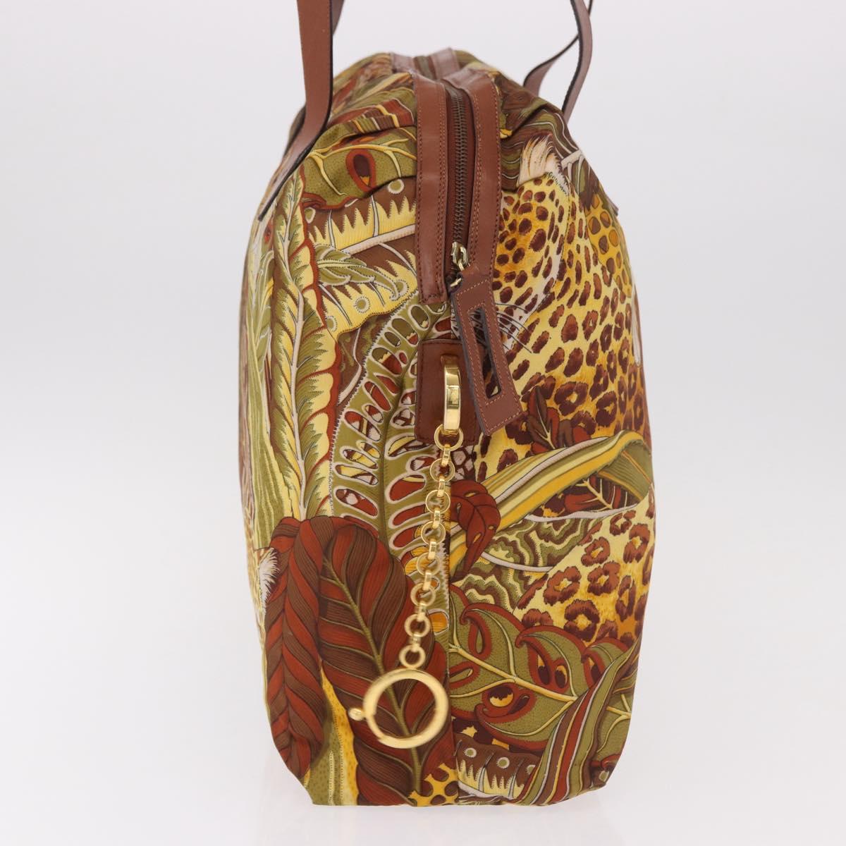 Salvatore Ferragamo Animal Pattern Hand Bag Canvas Multicolor Gold Auth hk3798