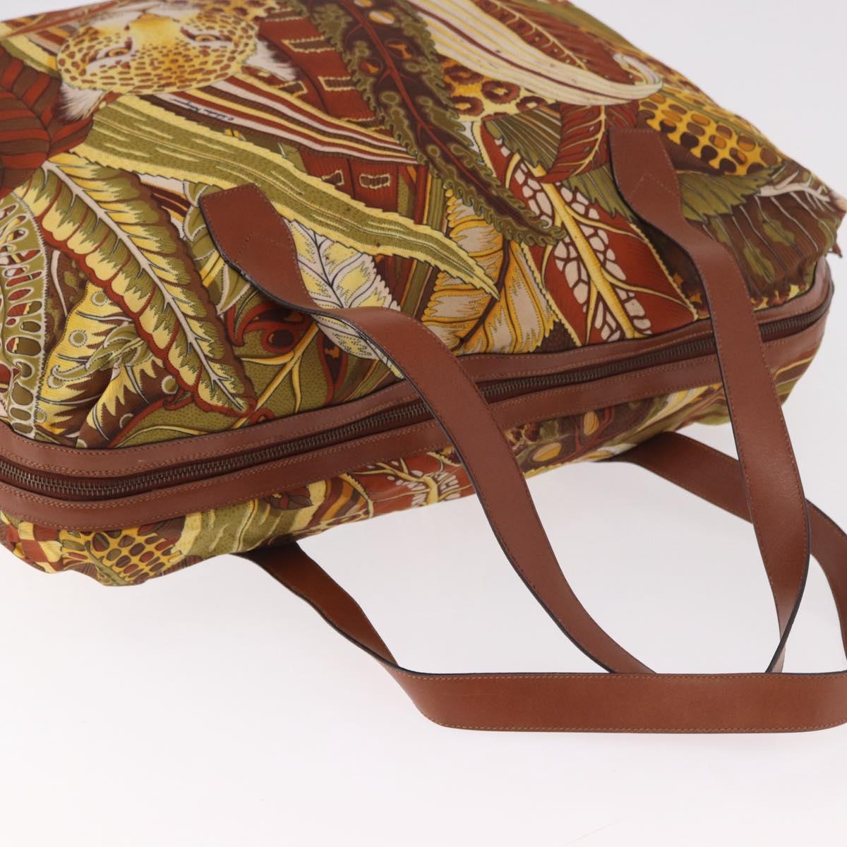 Salvatore Ferragamo Animal Pattern Hand Bag Canvas Multicolor Gold Auth hk3798