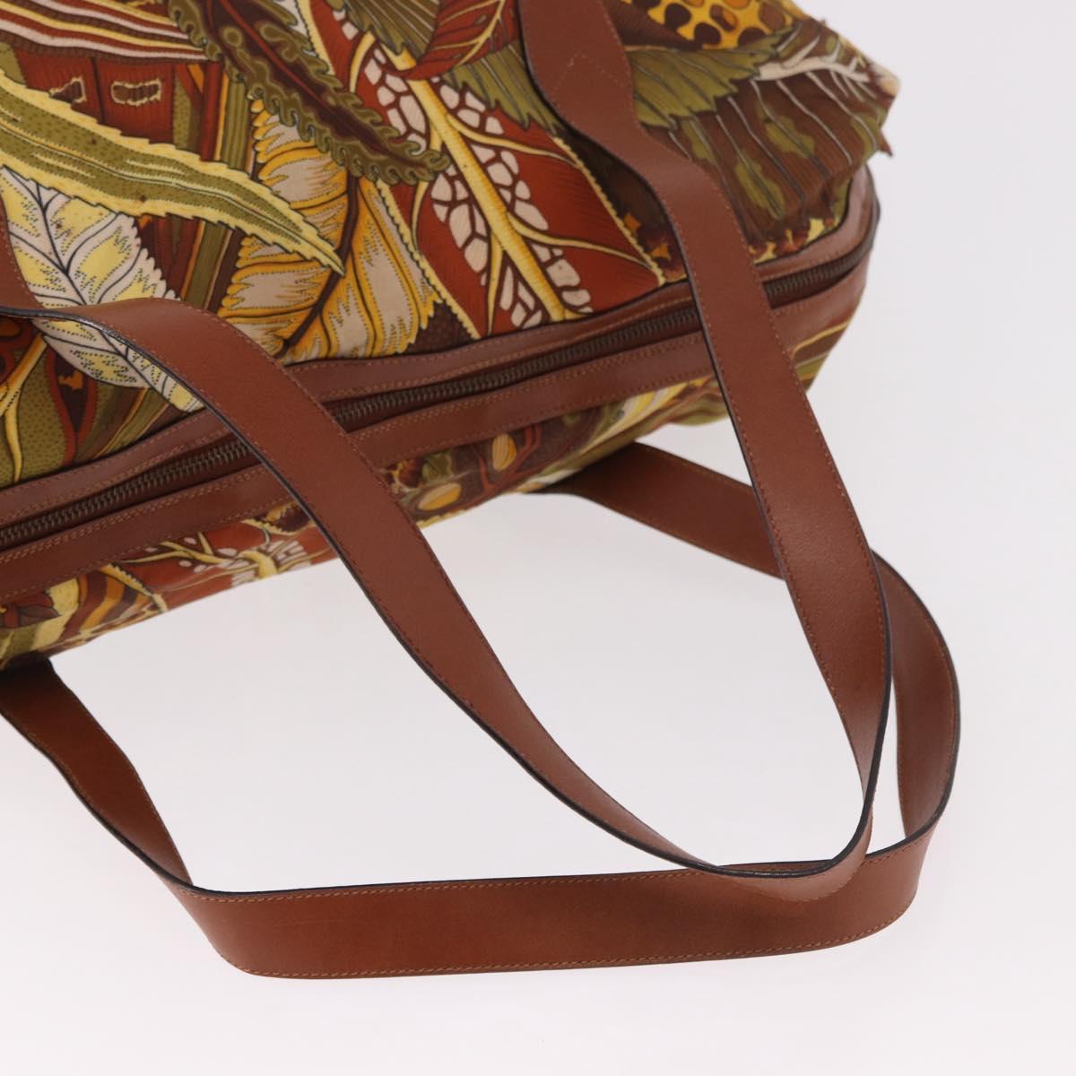 Salvatore Ferragamo Animal Pattern Hand Bag Canvas Multicolor Gold Auth hk3798