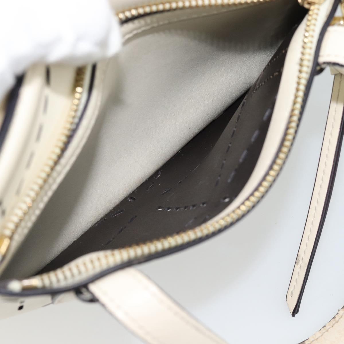 Salvatore Ferragamo Hand Bag Leather White Gold Auth hk3799