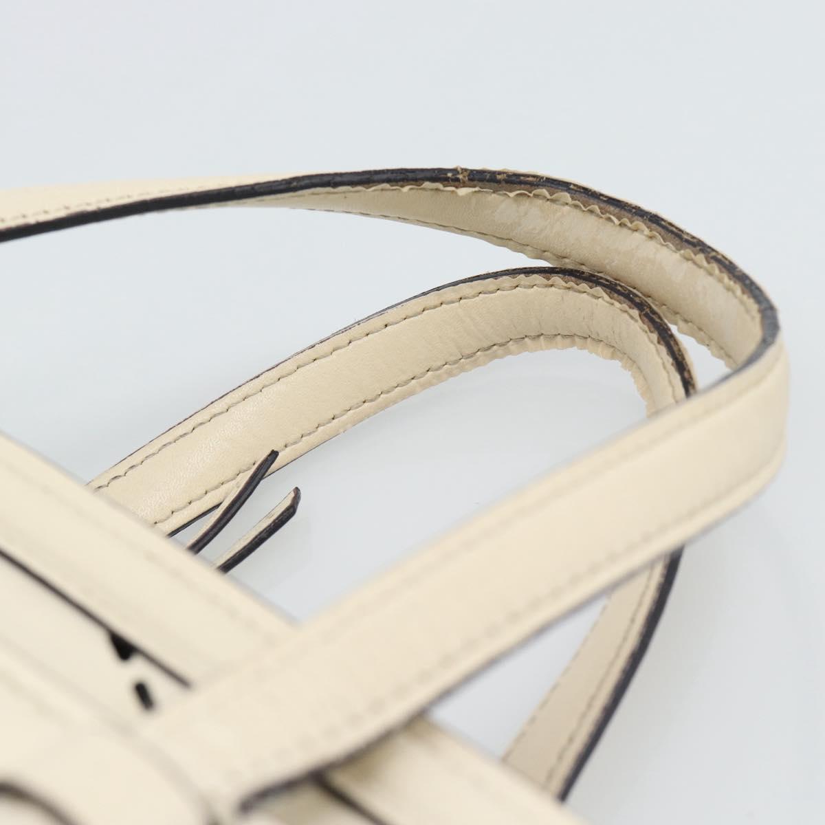 Salvatore Ferragamo Hand Bag Leather White Gold Auth hk3799