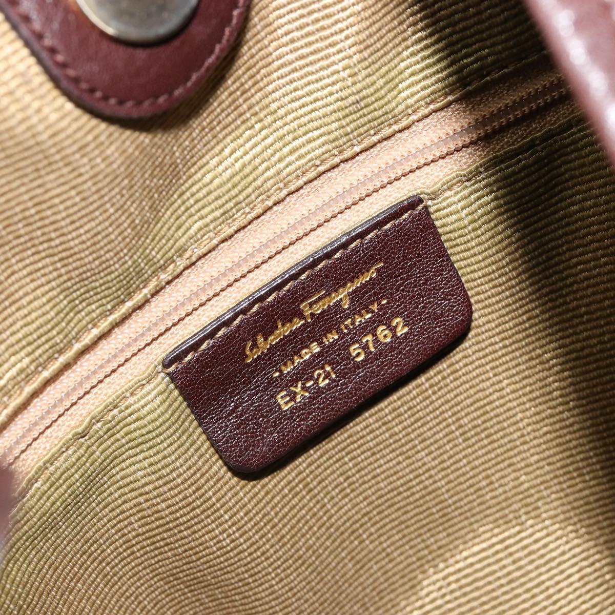 Salvatore Ferragamo Shoulder Bag Canvas Beige Gold Auth hk3800