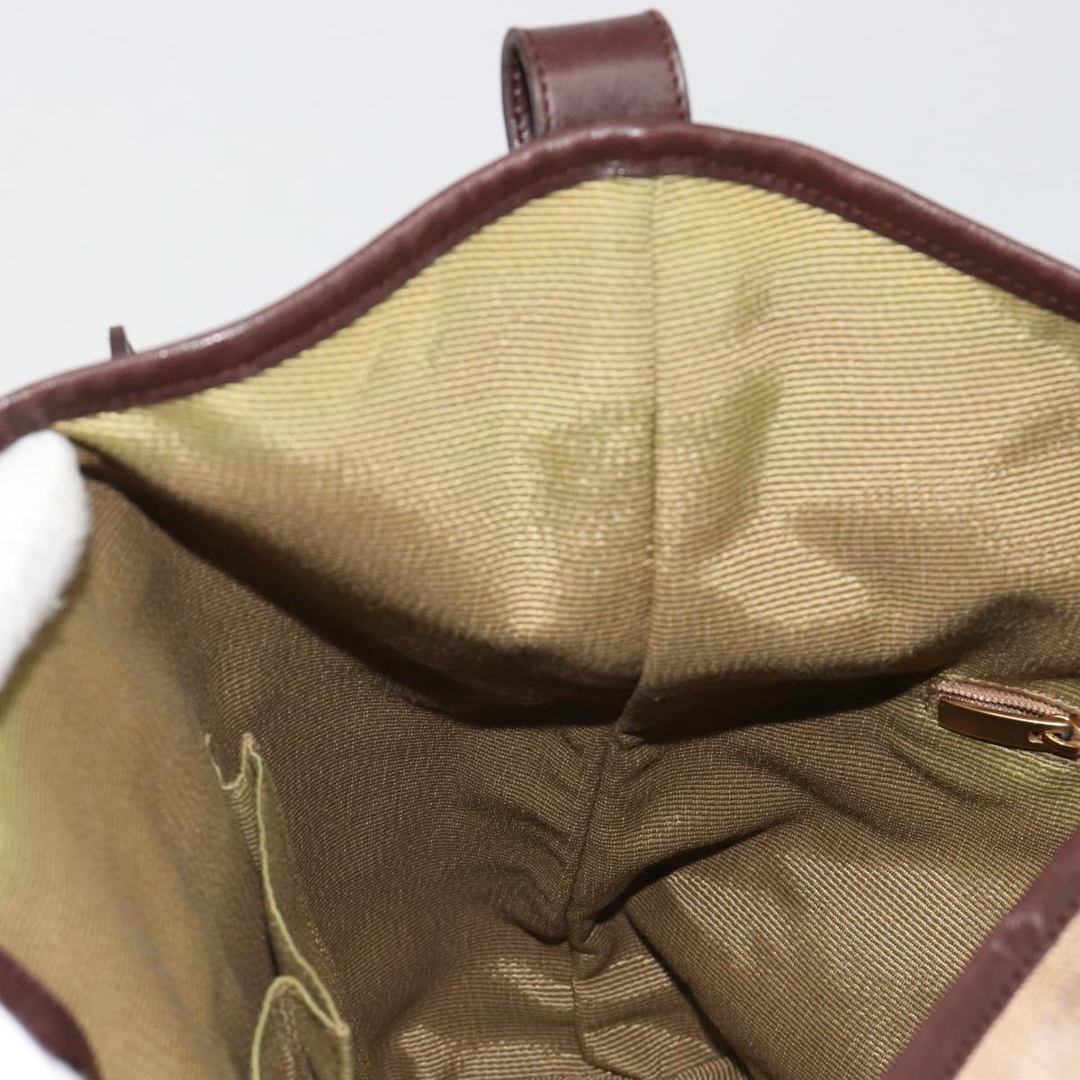 Salvatore Ferragamo Shoulder Bag Canvas Beige Gold Auth hk3800