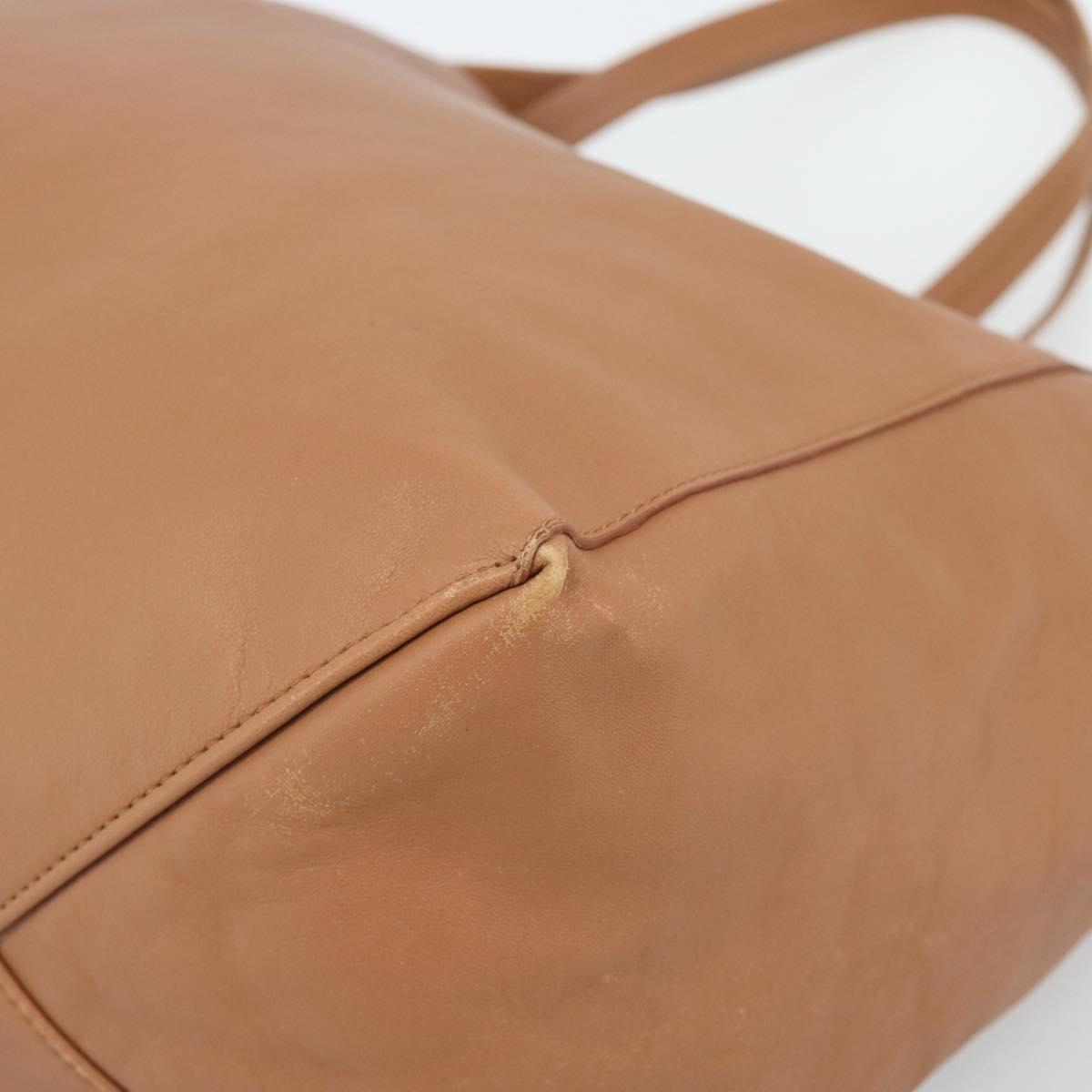 CELINE Horizontal Cabas Tote Bag Leather Brown Gold Auth hk3801