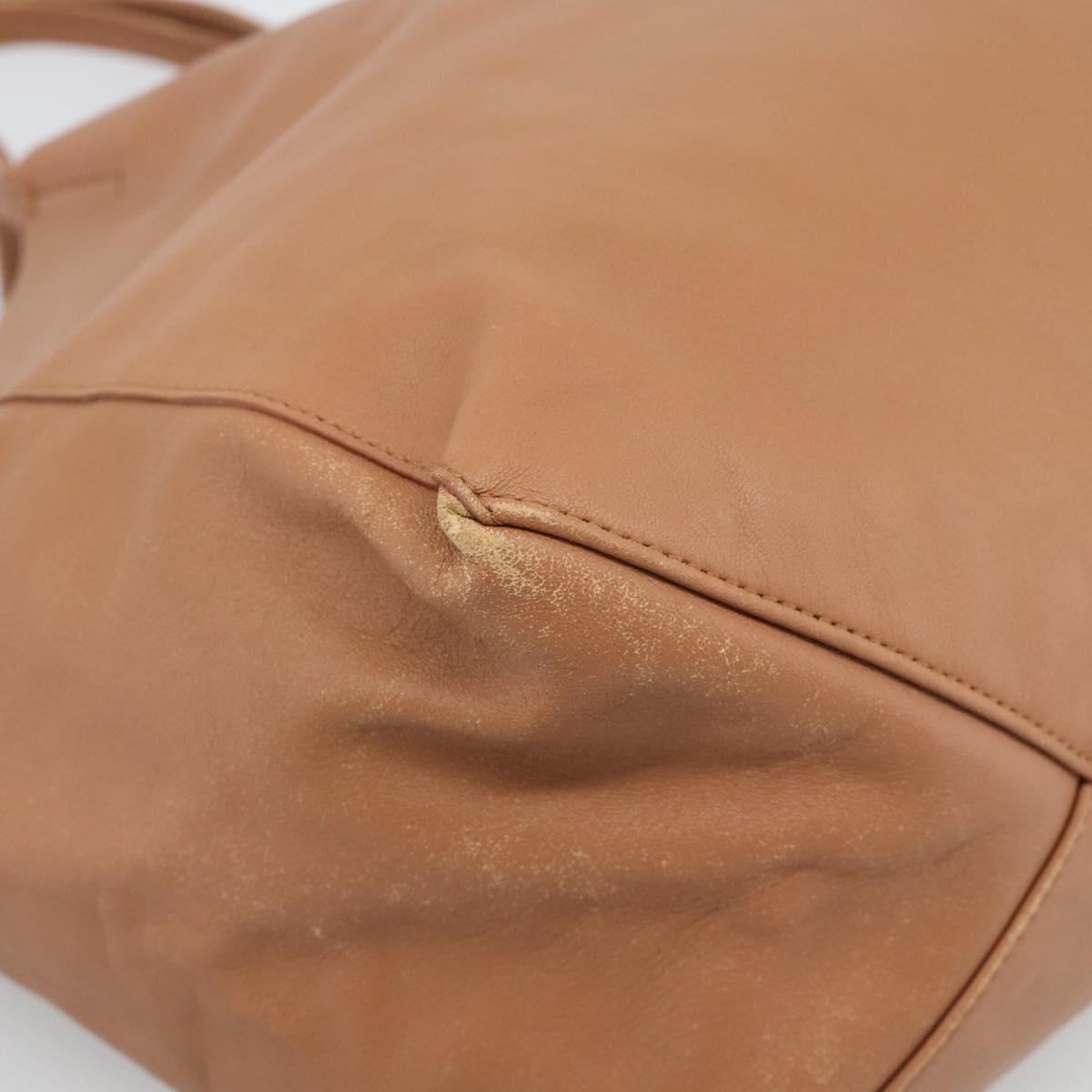 CELINE Horizontal Cabas Tote Bag Leather Brown Gold Auth hk3801