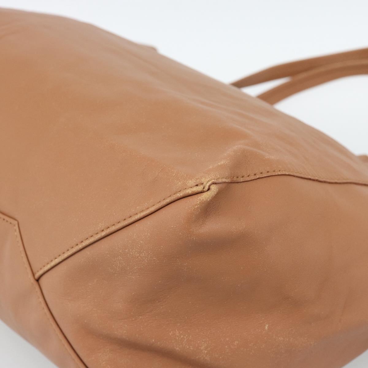 CELINE Horizontal Cabas Tote Bag Leather Brown Gold Auth hk3801