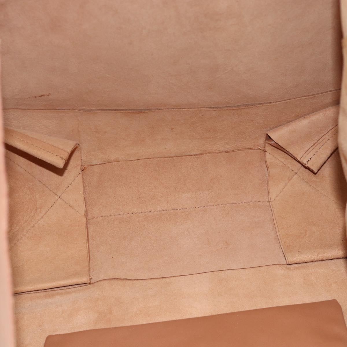 CELINE Horizontal Cabas Tote Bag Leather Brown Gold Auth hk3801