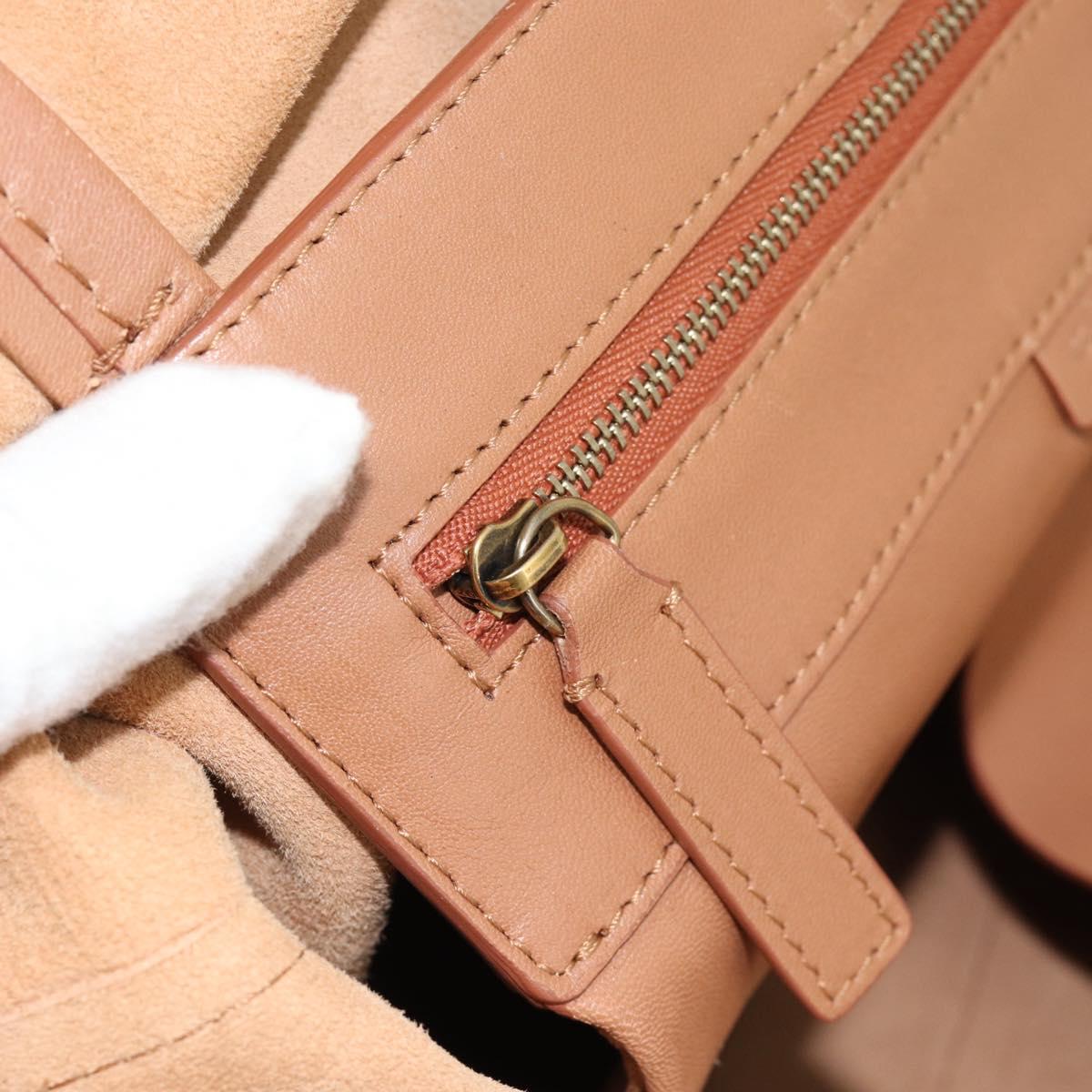 CELINE Horizontal Cabas Tote Bag Leather Brown Gold Auth hk3801