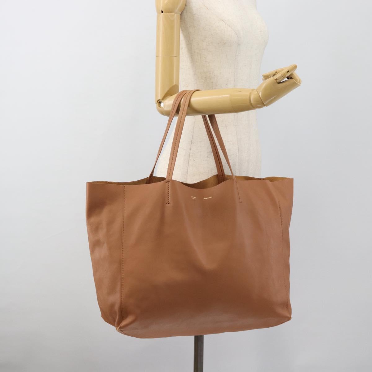 CELINE Horizontal Cabas Tote Bag Leather Brown Gold Auth hk3801
