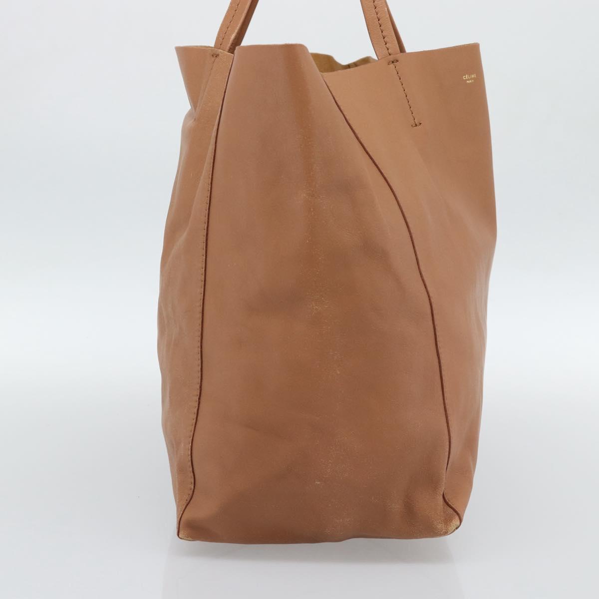 CELINE Horizontal Cabas Tote Bag Leather Brown Gold Auth hk3801