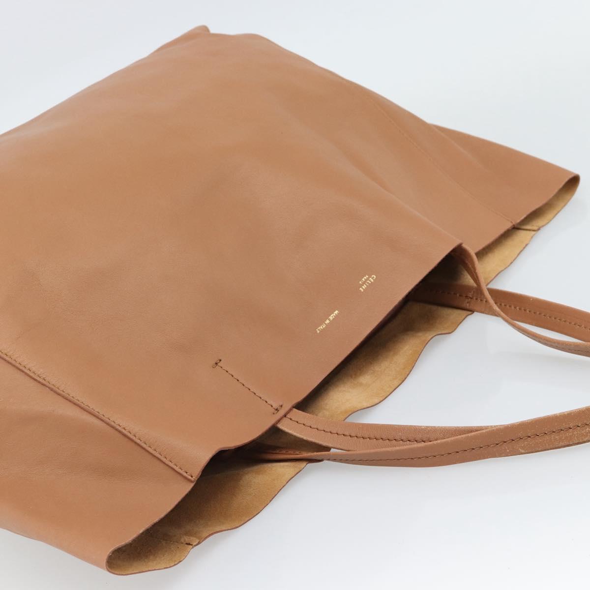 CELINE Horizontal Cabas Tote Bag Leather Brown Gold Auth hk3801