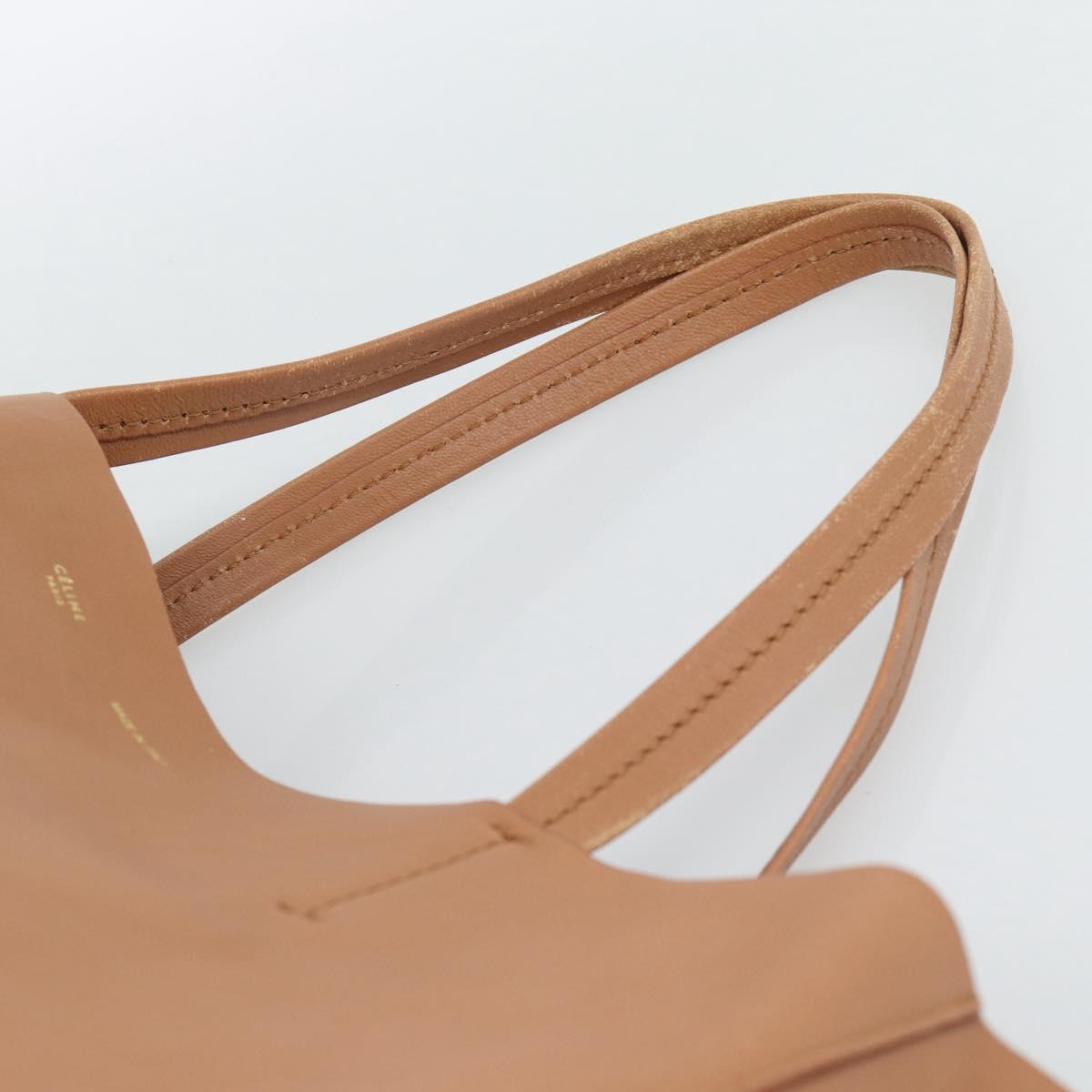 CELINE Horizontal Cabas Tote Bag Leather Brown Gold Auth hk3801