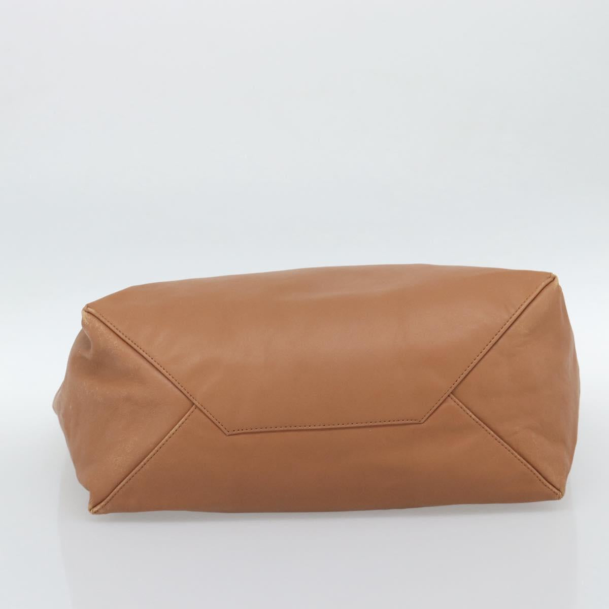 CELINE Horizontal Cabas Tote Bag Leather Brown Gold Auth hk3801