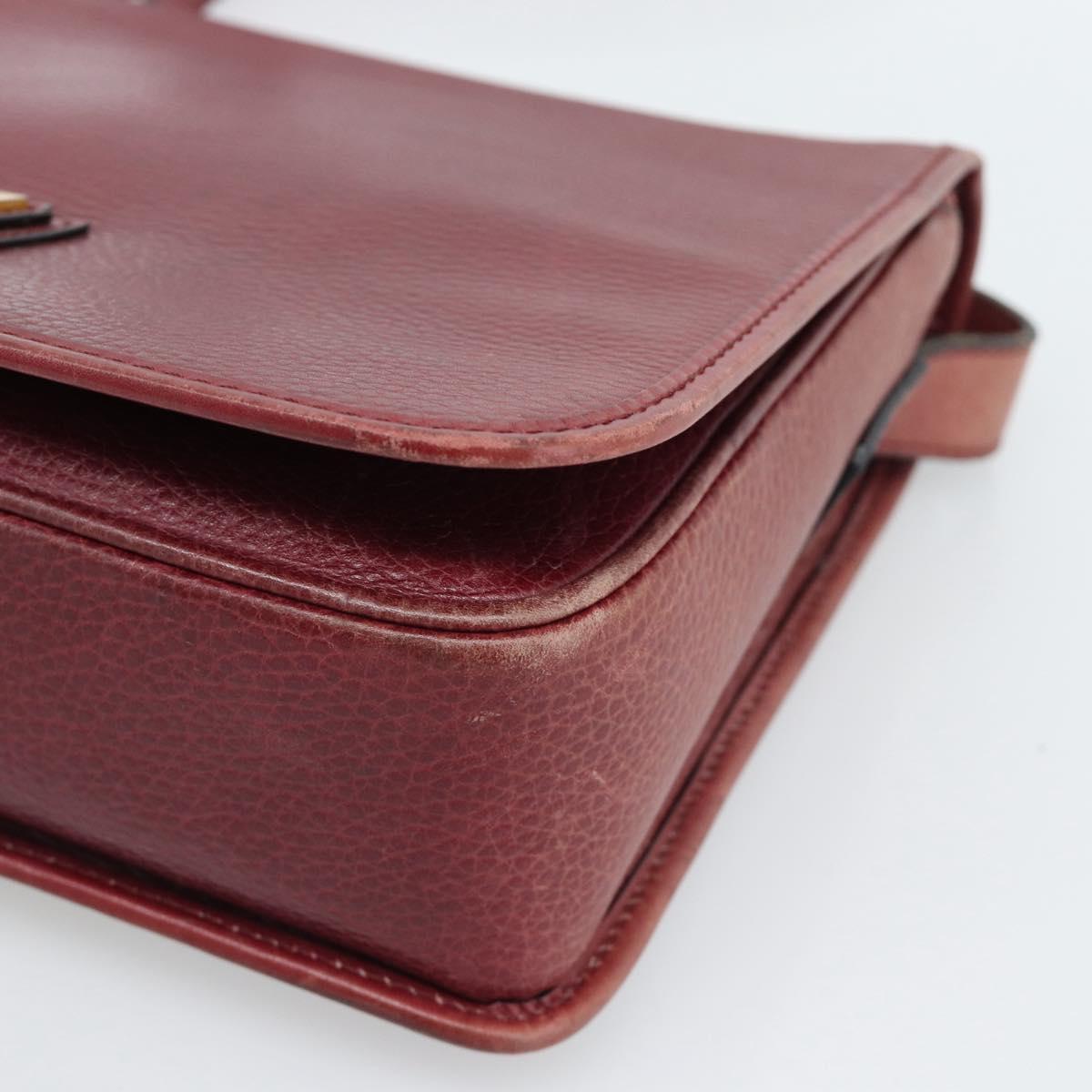 CELINE Shoulder Bag Leather Bordeaux Gold Auth hk3802