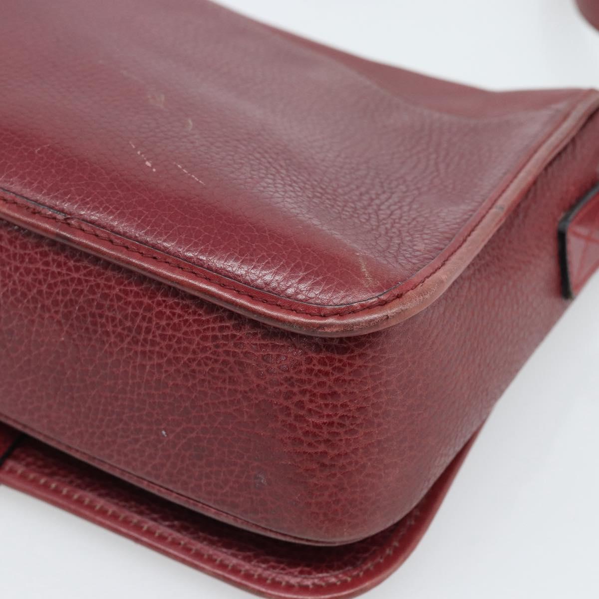 CELINE Shoulder Bag Leather Bordeaux Gold Auth hk3802