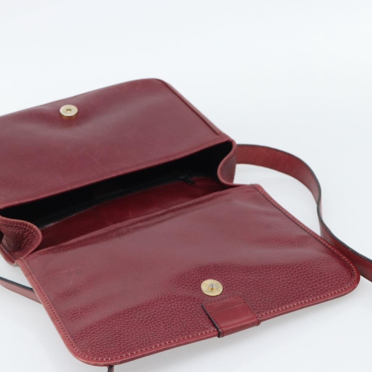 CELINE Shoulder Bag Leather Bordeaux Gold Auth hk3802