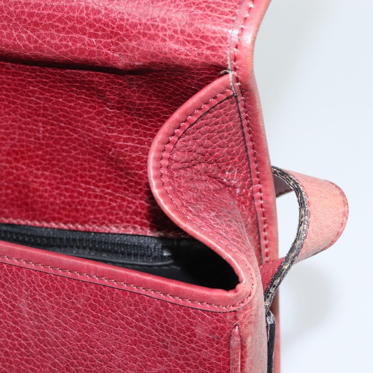 CELINE Shoulder Bag Leather Bordeaux Gold Auth hk3802