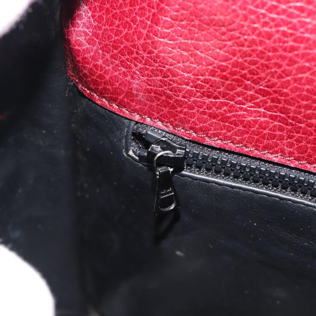 CELINE Shoulder Bag Leather Bordeaux Gold Auth hk3802