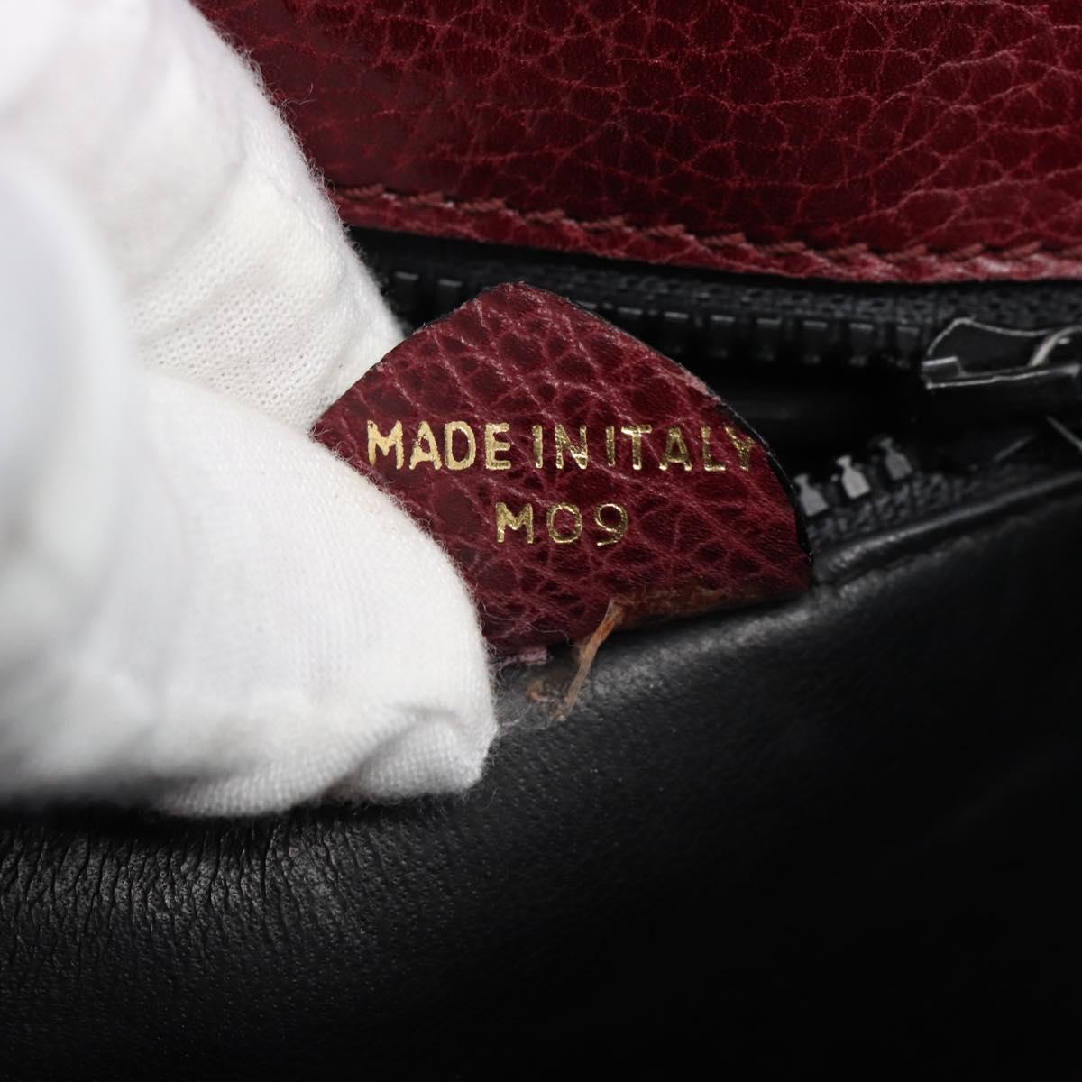 CELINE Shoulder Bag Leather Bordeaux Gold Auth hk3802