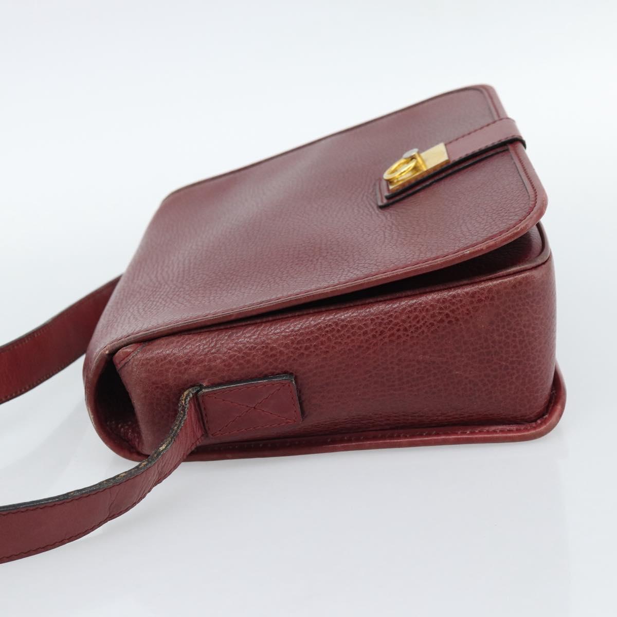 CELINE Shoulder Bag Leather Bordeaux Gold Auth hk3802