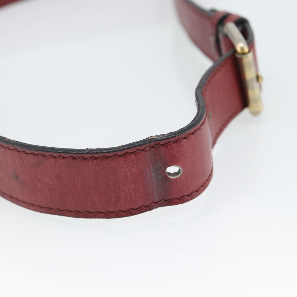 CELINE Shoulder Bag Leather Bordeaux Gold Auth hk3802