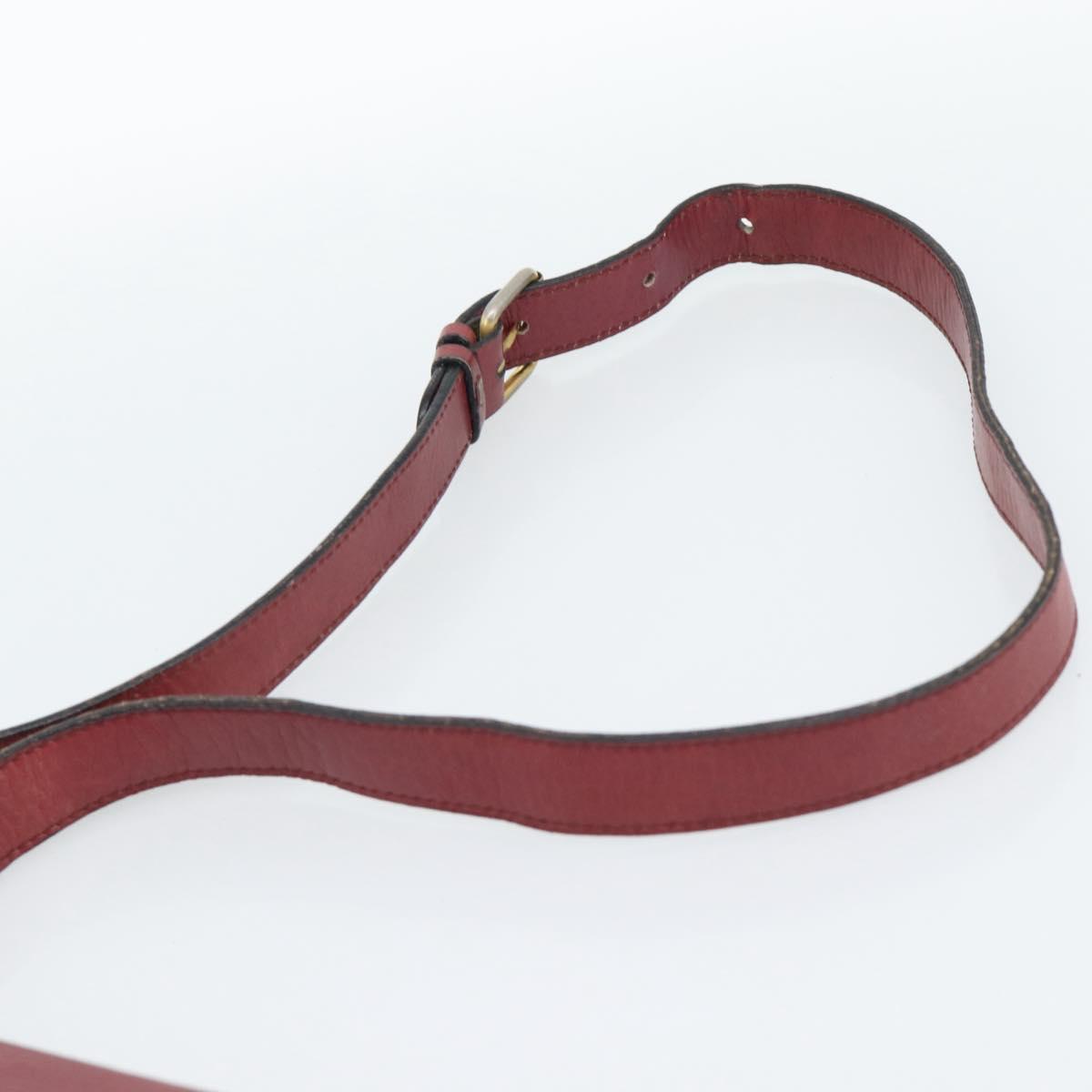 CELINE Shoulder Bag Leather Bordeaux Gold Auth hk3802