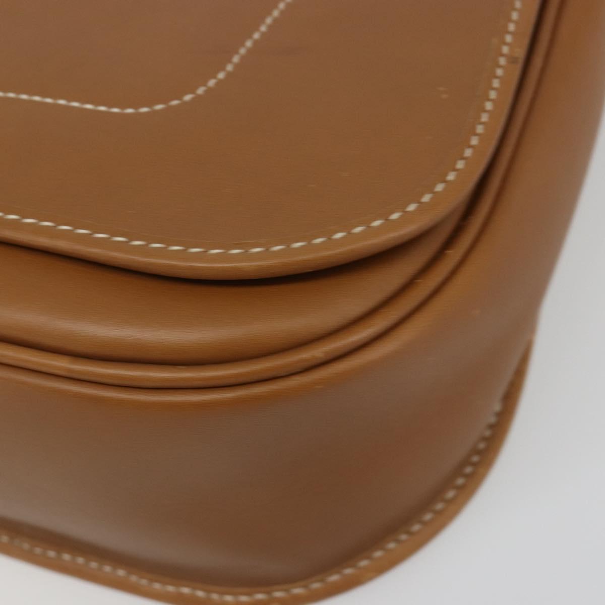 Christian Dior Shoulder Bag Leather Brown Gold Auth hk3803