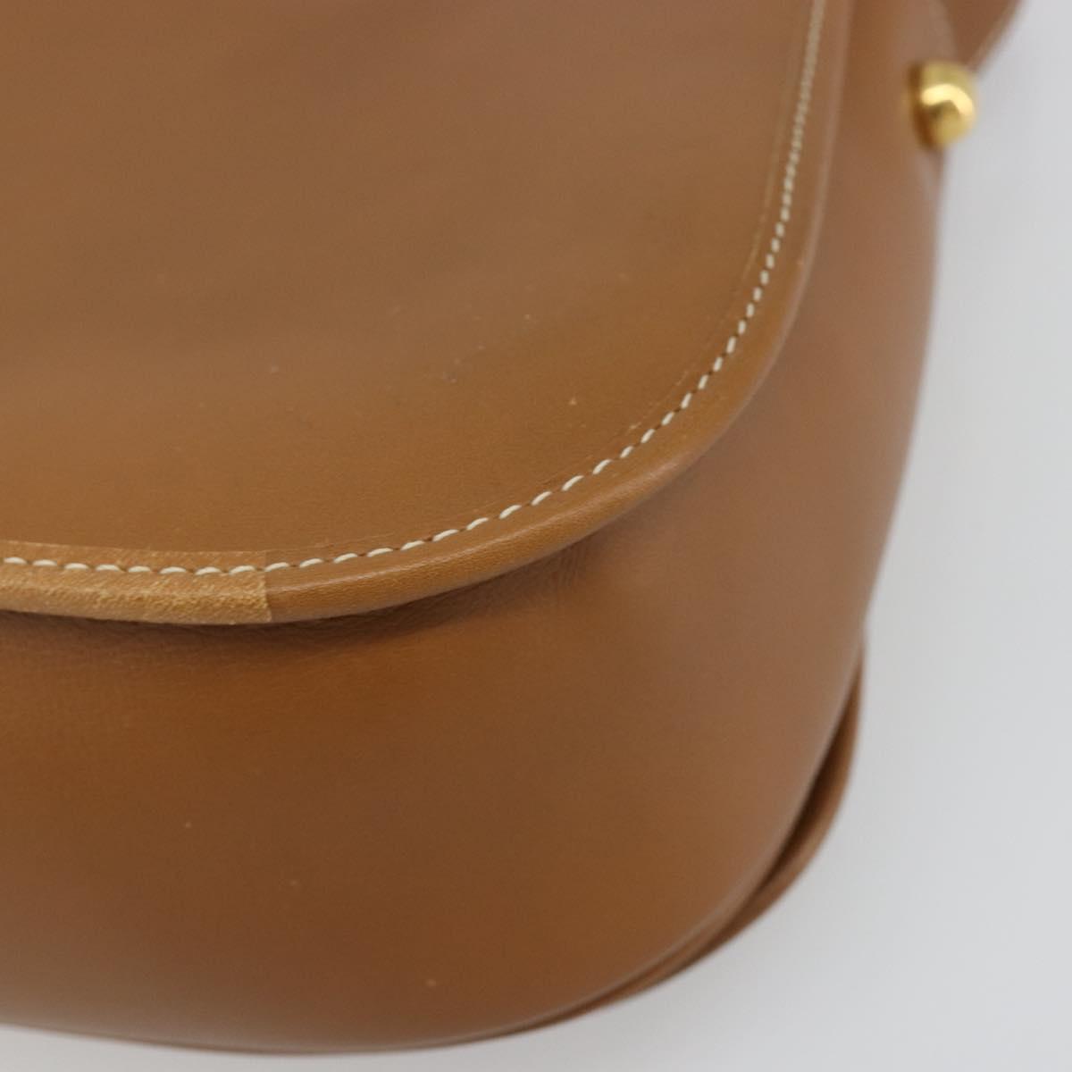 Christian Dior Shoulder Bag Leather Brown Gold Auth hk3803