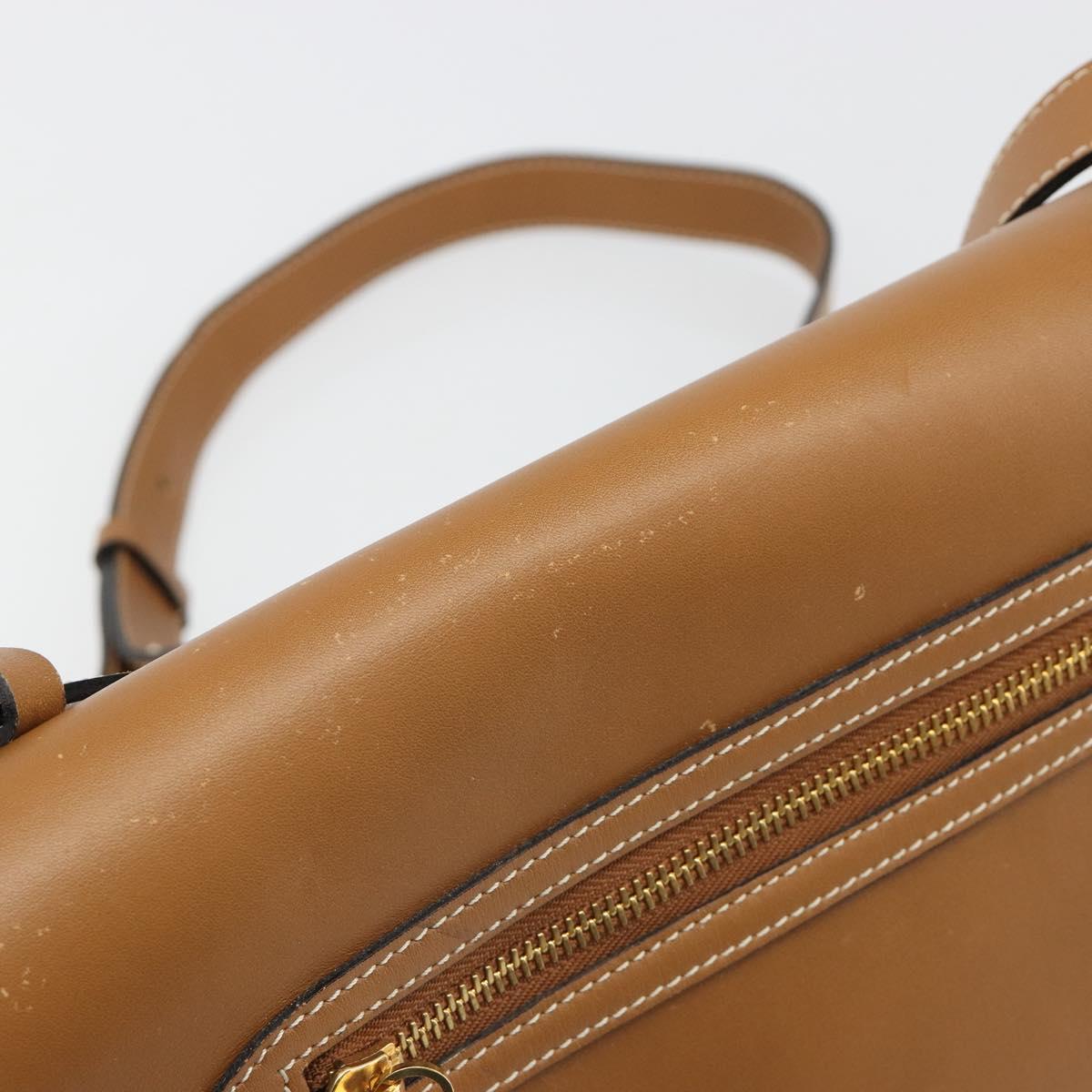 Christian Dior Shoulder Bag Leather Brown Gold Auth hk3803