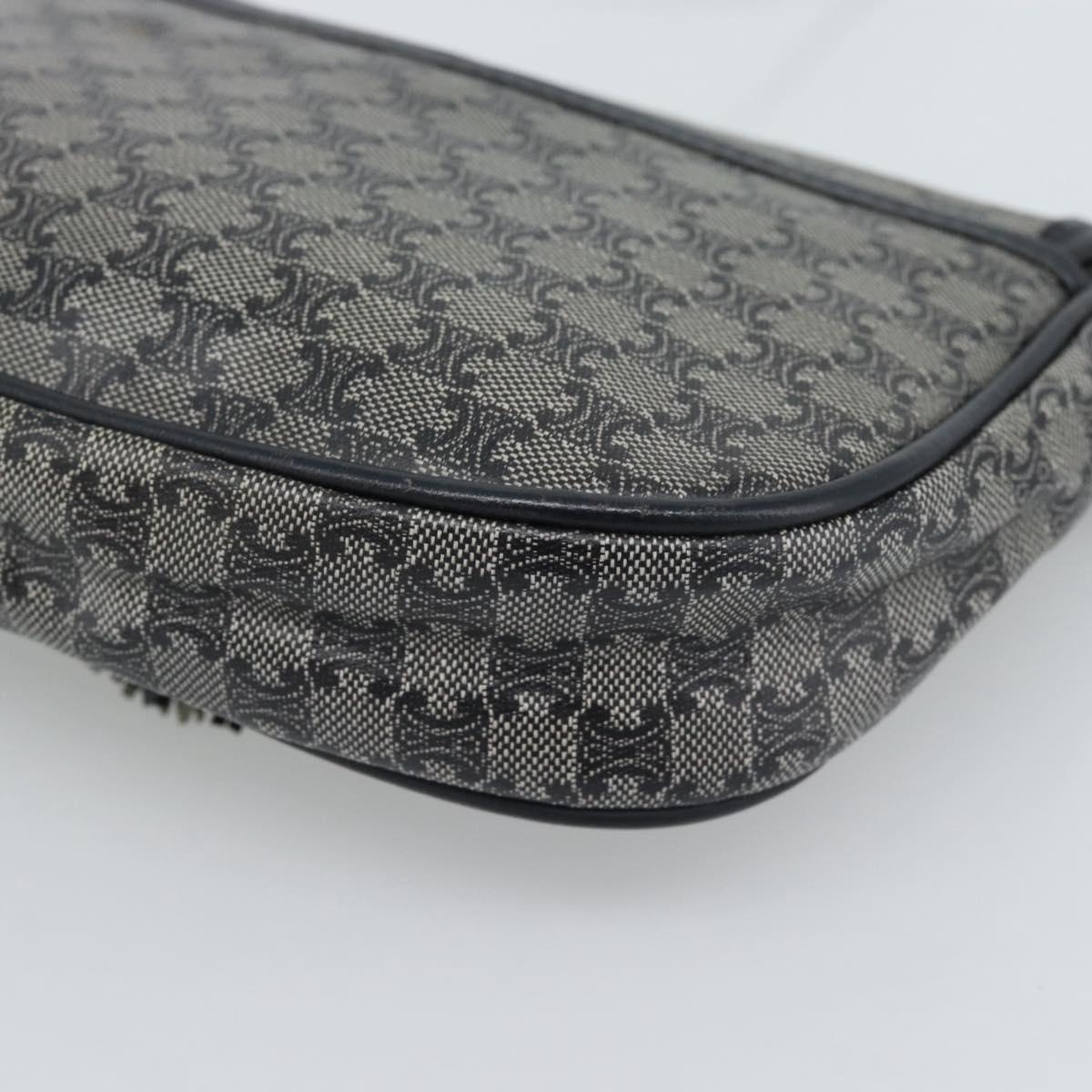 CELINE Macadam Canvas Shoulder Bag PVC Navy Gold Auth hk3804