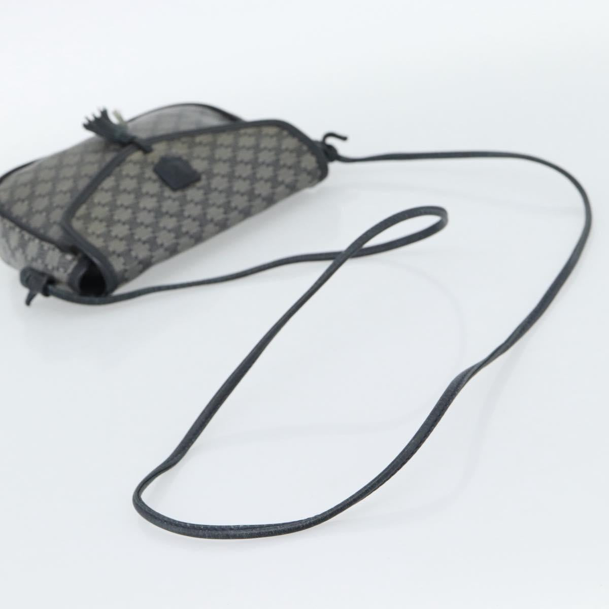 CELINE Macadam Canvas Shoulder Bag PVC Navy Gold Auth hk3804