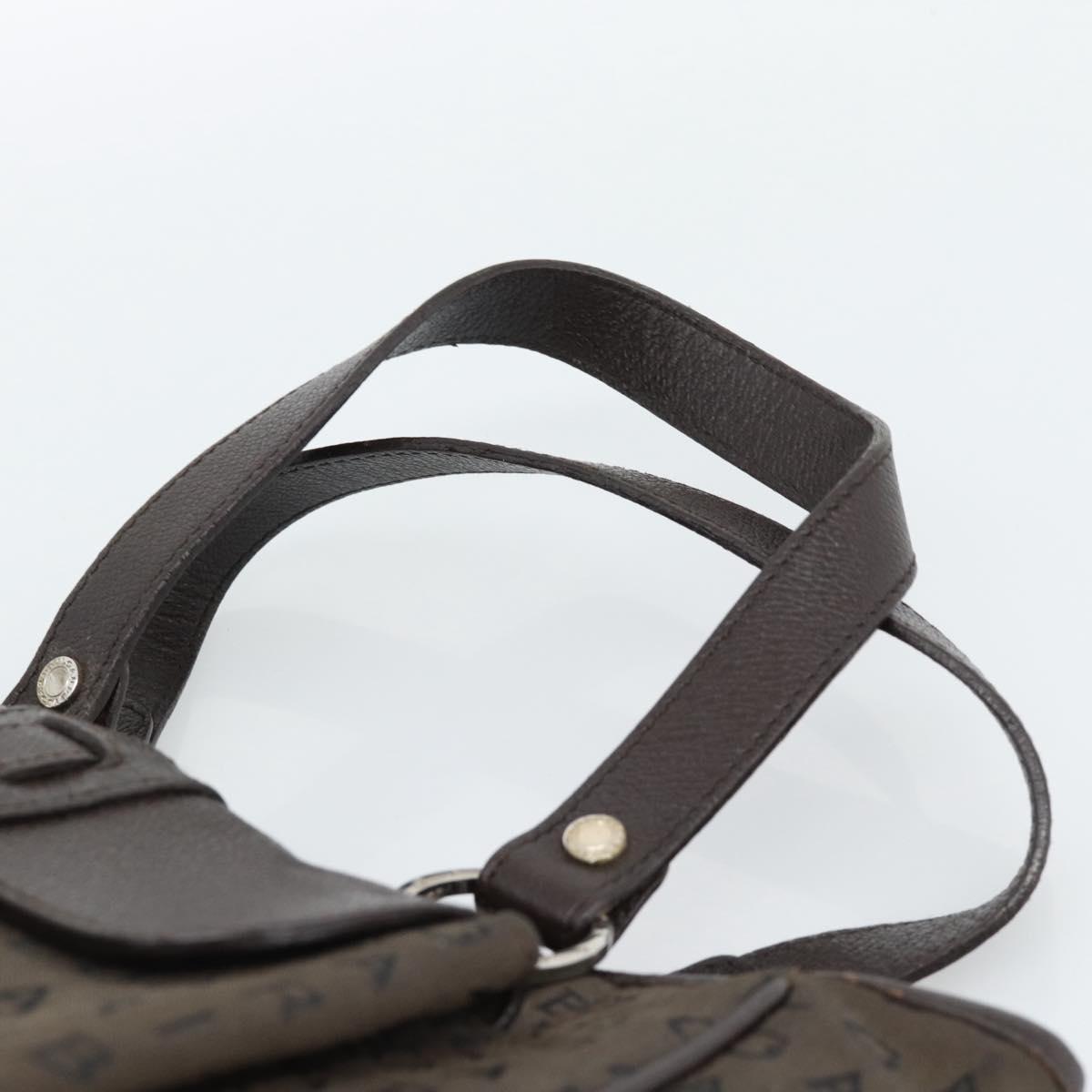 BVLGARI Logo Mania Hand Bag Canvas Brown Silver Auth hk3805