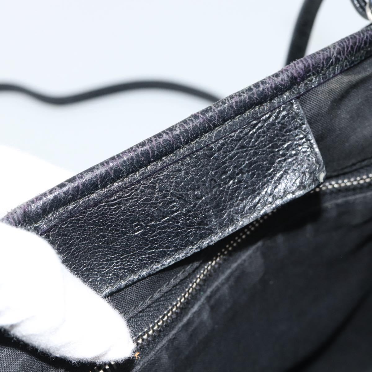 BALENCIAGA Navy Cabas XS Hand Bag Leather 2way Black Silver 390346 Auth hk3806