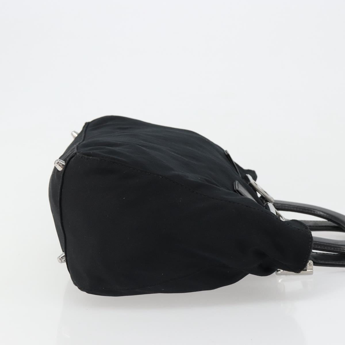 FENDI Hand Bag Cotton Jersey Black Silver Auth hk3809