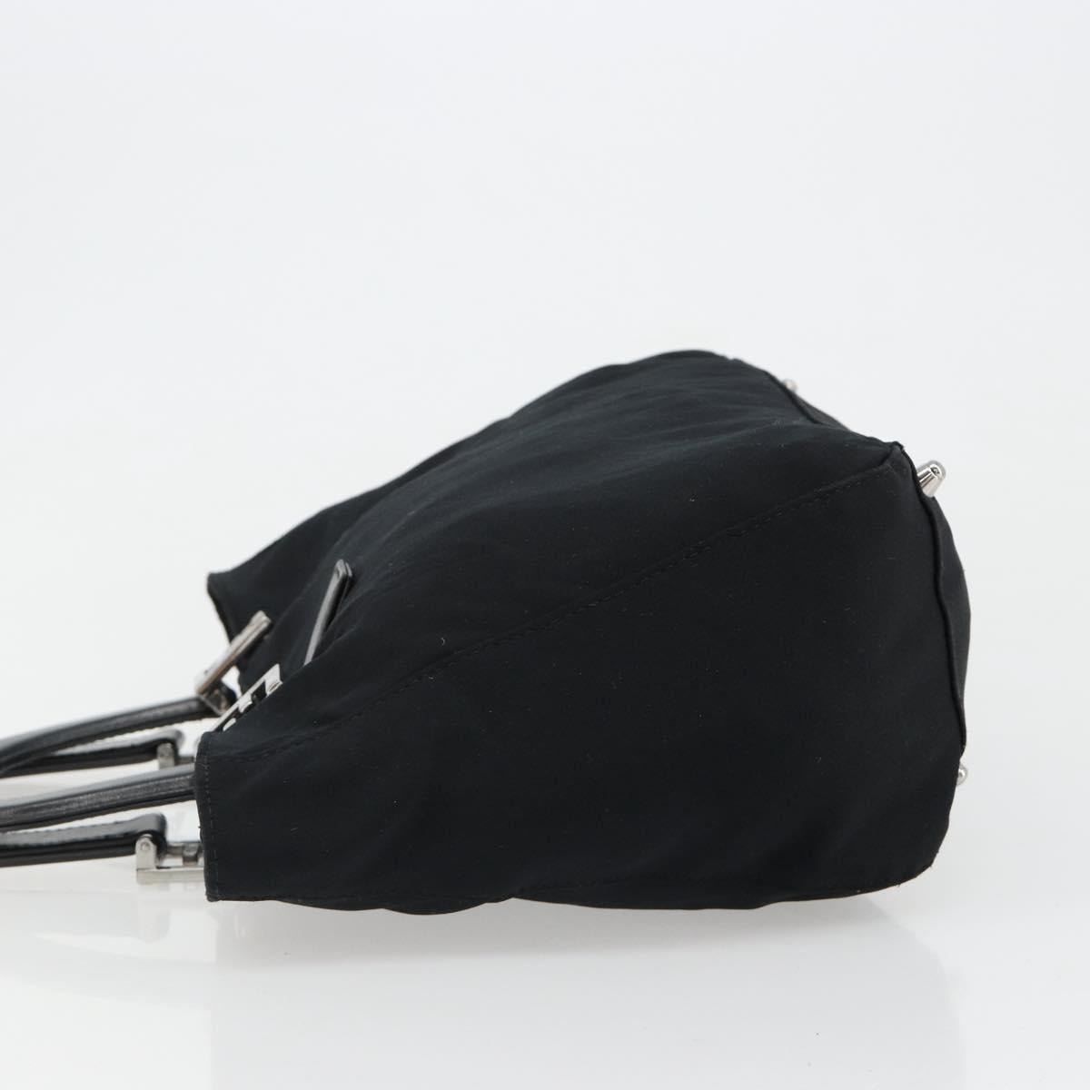 FENDI Hand Bag Cotton Jersey Black Silver Auth hk3809