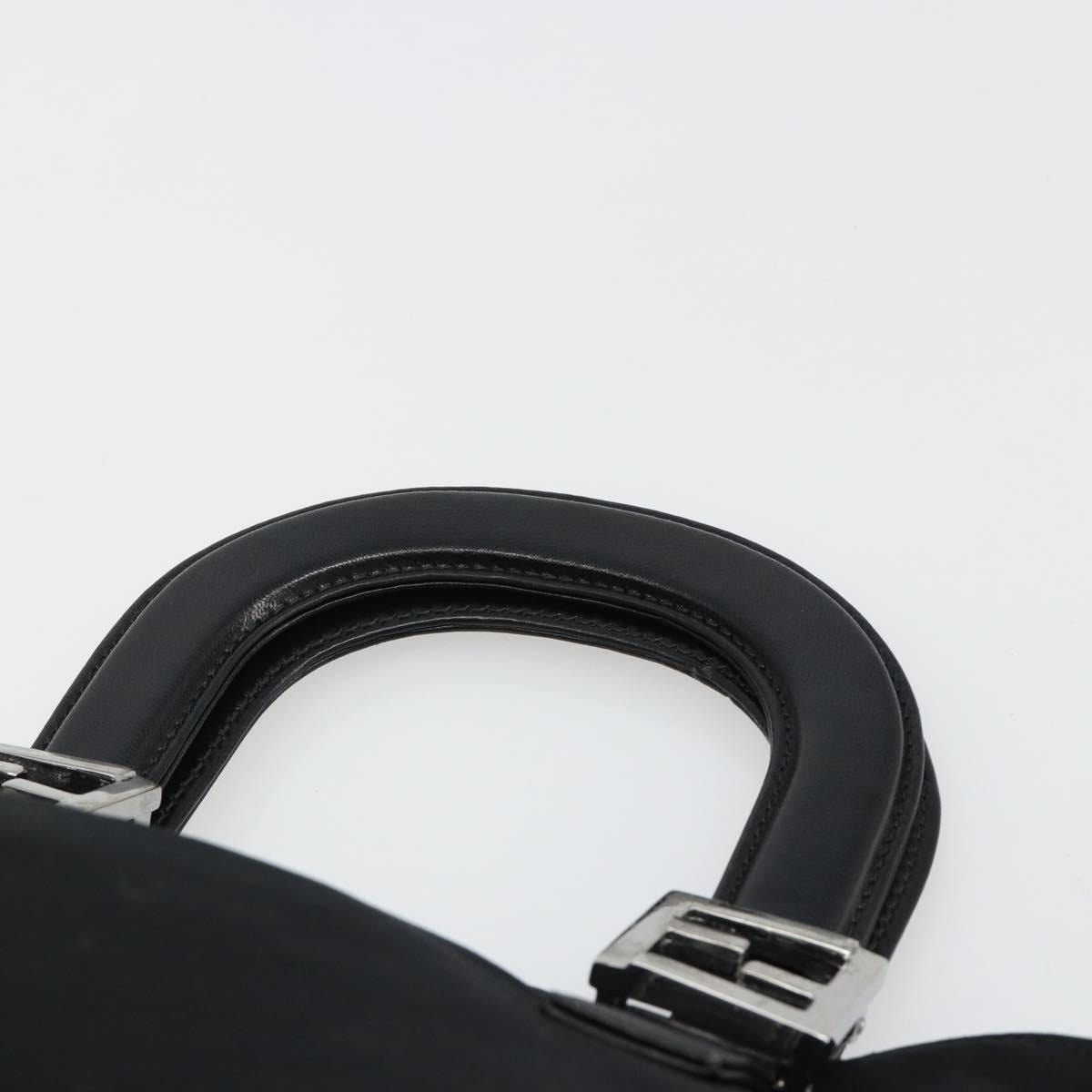FENDI Hand Bag Cotton Jersey Black Silver Auth hk3809