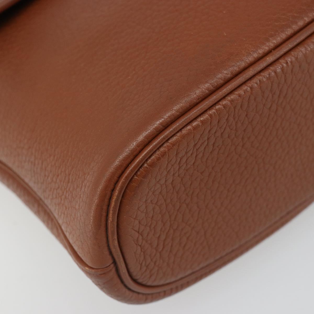 Burberrys Shoulder Bag Leather Brown Gold Auth hk3810