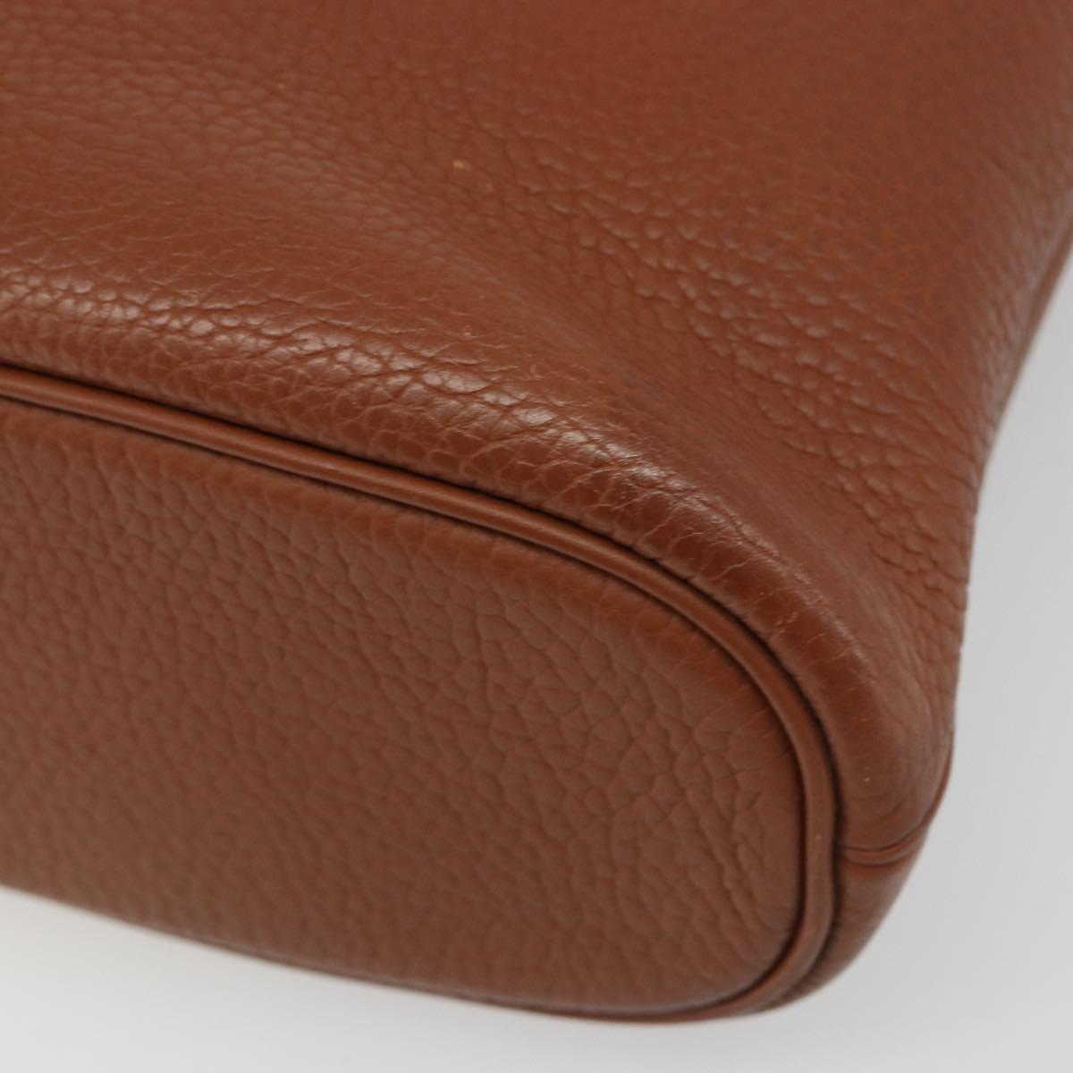 Burberrys Shoulder Bag Leather Brown Gold Auth hk3810