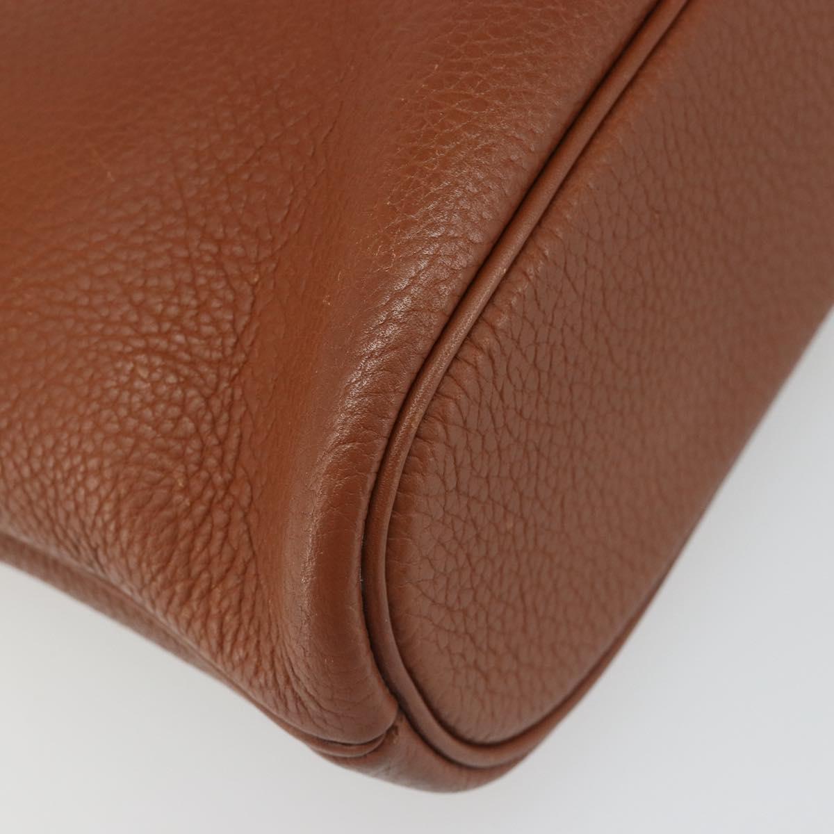 Burberrys Shoulder Bag Leather Brown Gold Auth hk3810