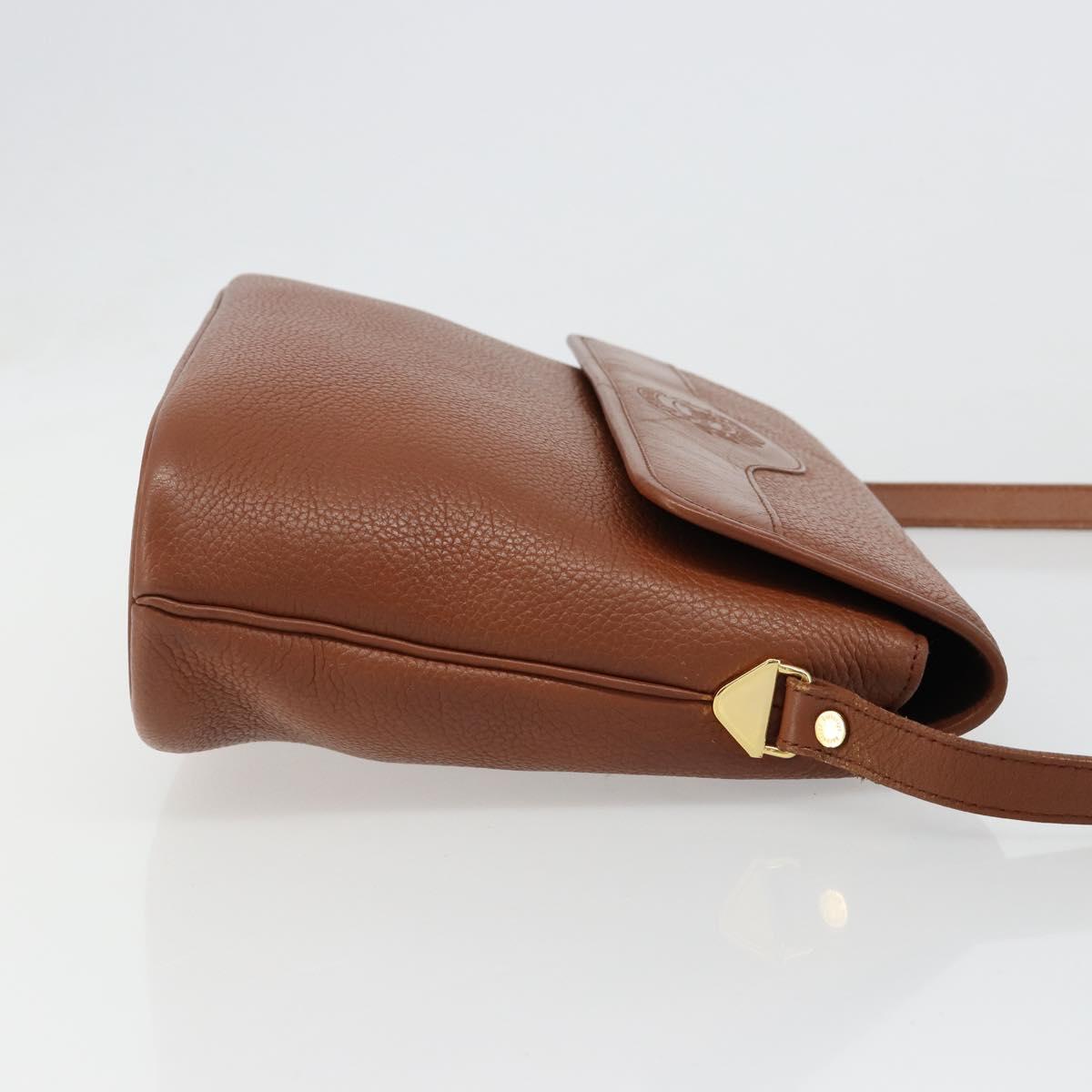 Burberrys Shoulder Bag Leather Brown Gold Auth hk3810