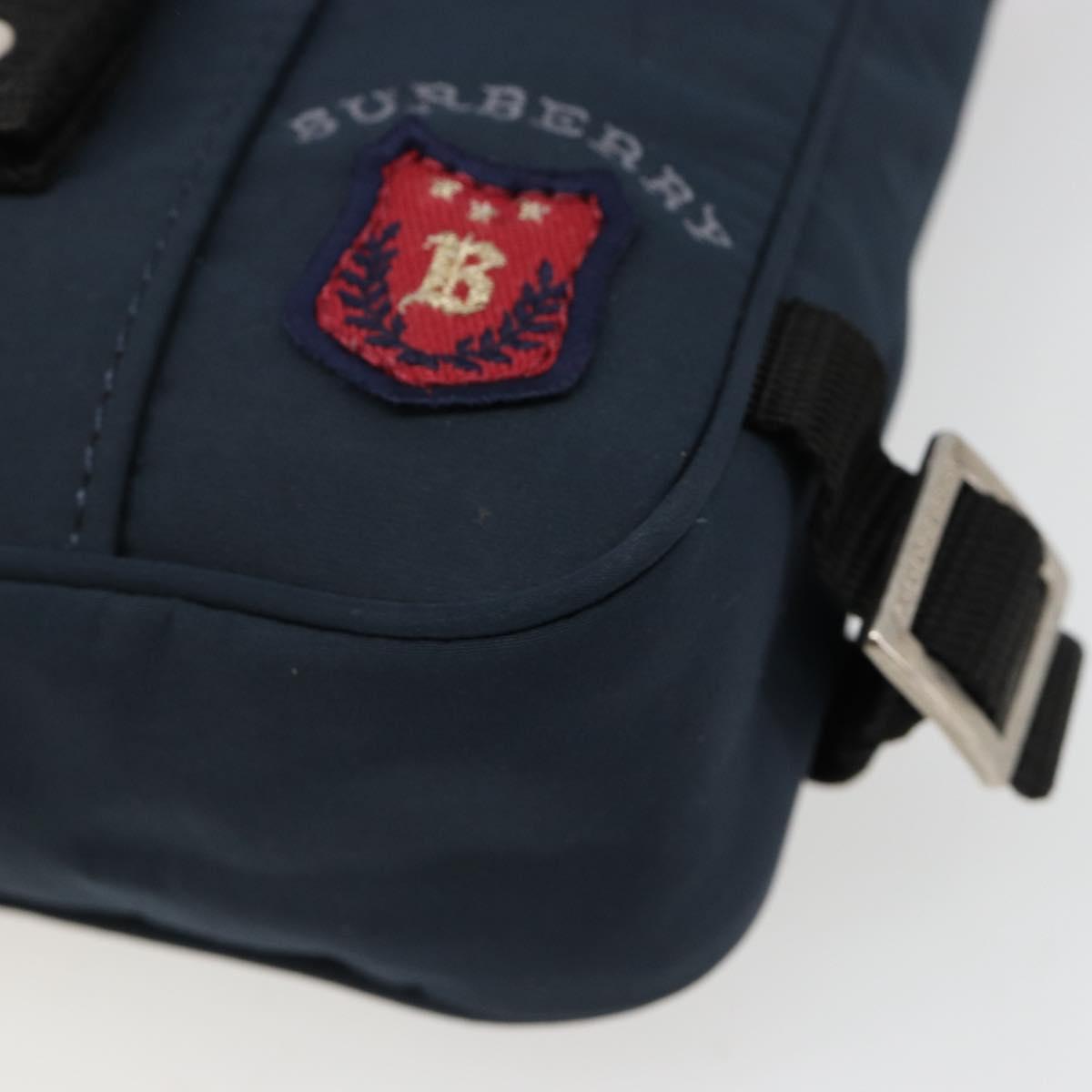 BURBERRY Shoulder Bag Nylon Navy Silver Auth hk3811