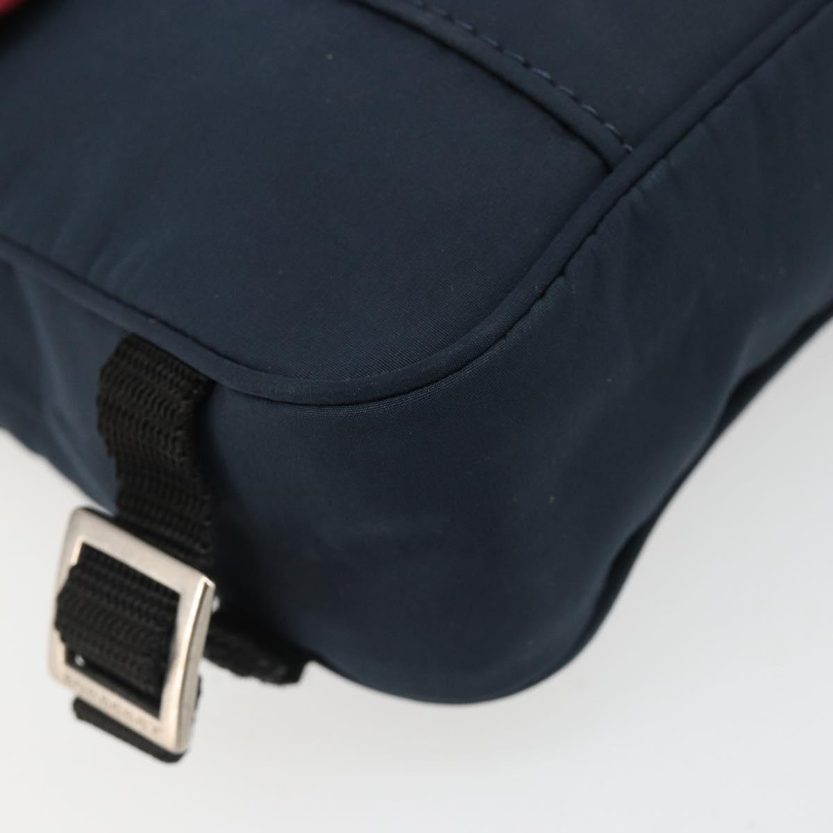 BURBERRY Shoulder Bag Nylon Navy Silver Auth hk3811