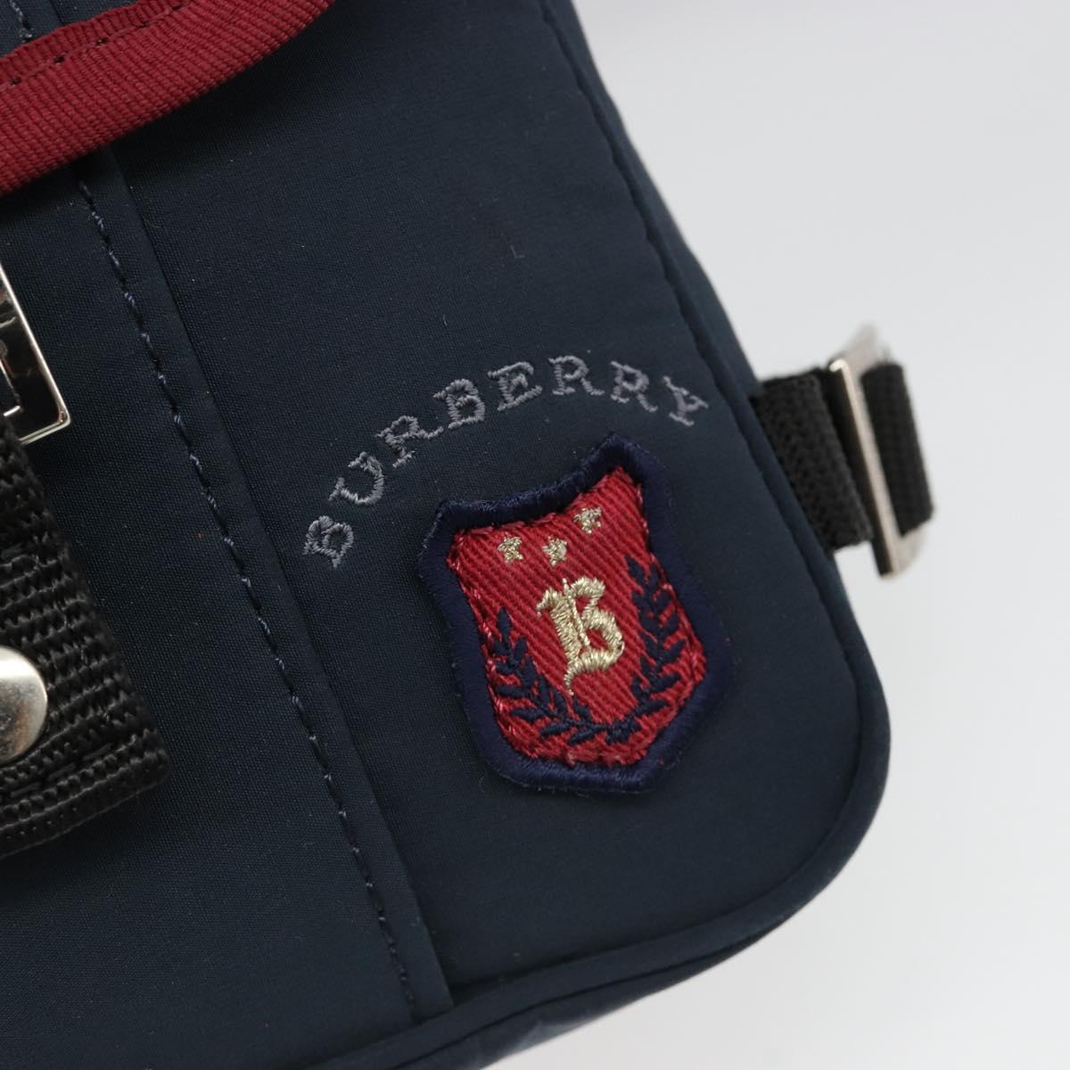 BURBERRY Shoulder Bag Nylon Navy Silver Auth hk3811