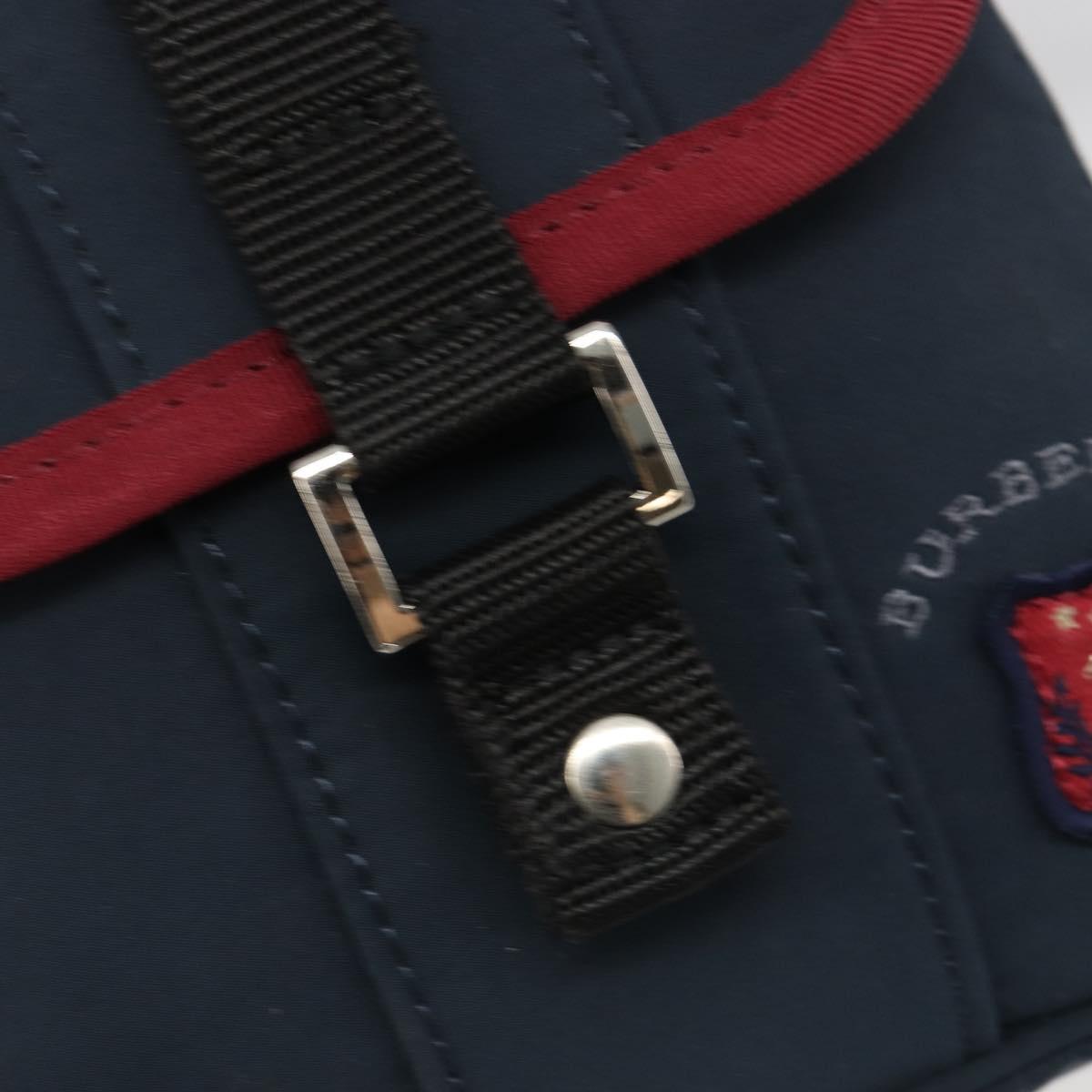 BURBERRY Shoulder Bag Nylon Navy Silver Auth hk3811