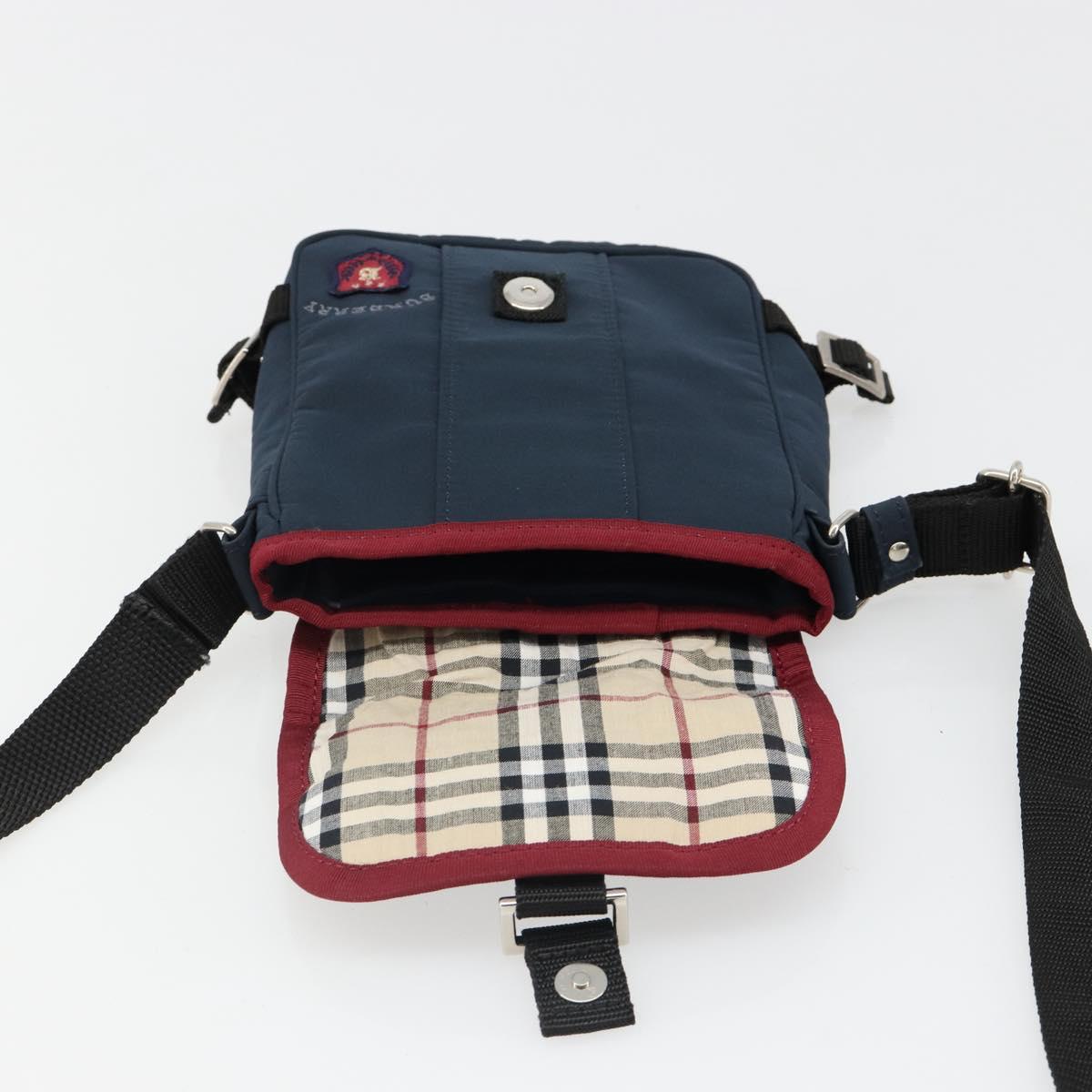 BURBERRY Shoulder Bag Nylon Navy Silver Auth hk3811