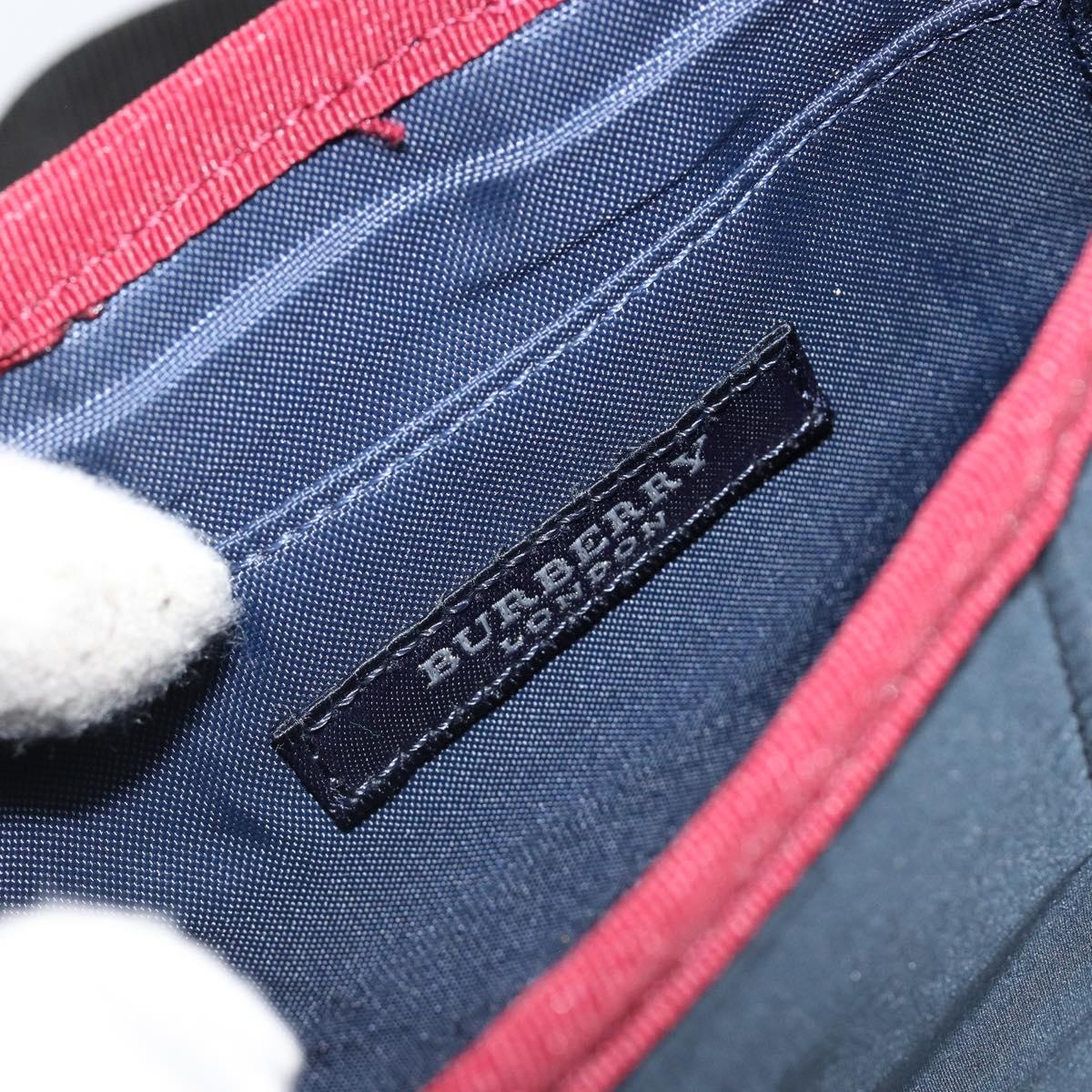 BURBERRY Shoulder Bag Nylon Navy Silver Auth hk3811