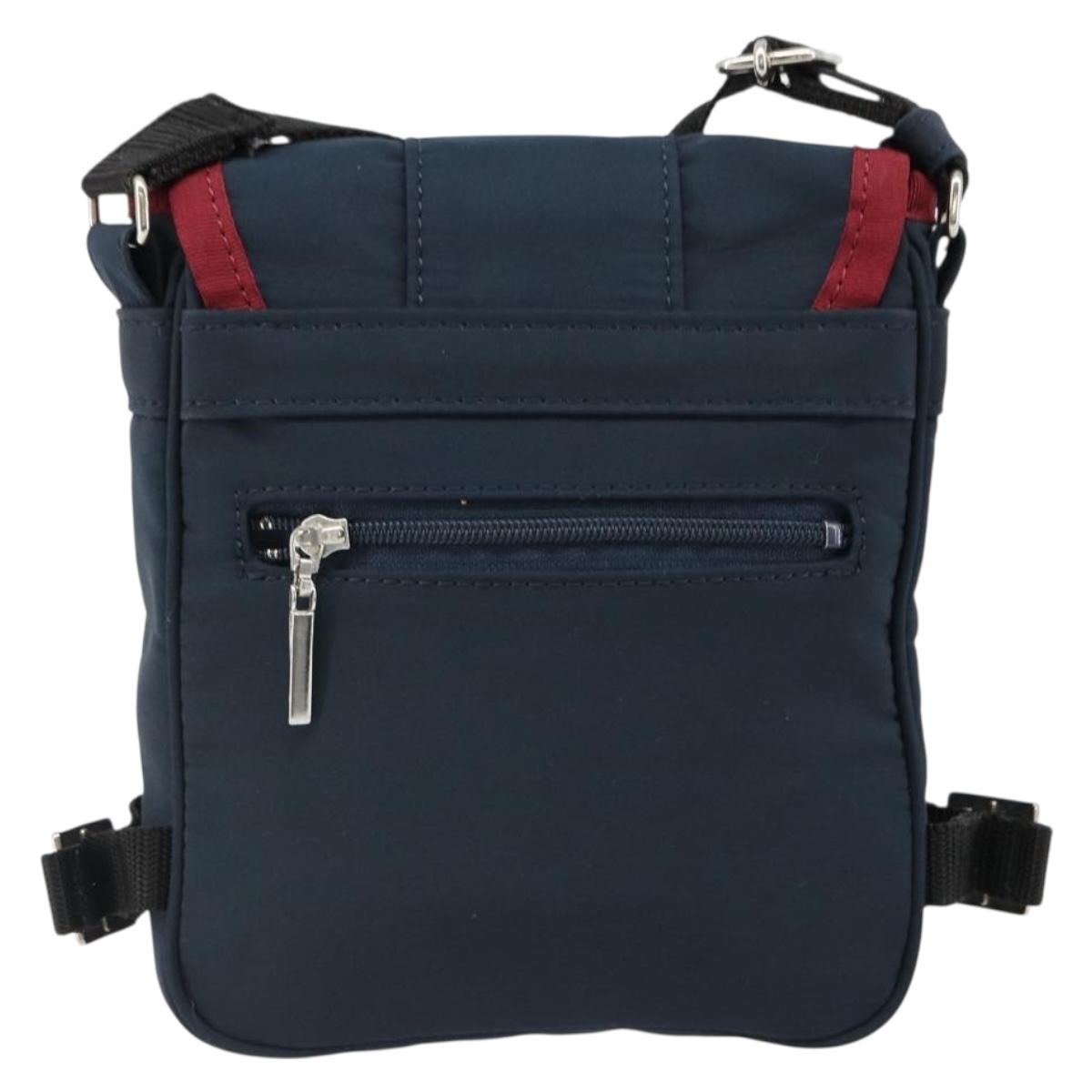 BURBERRY Shoulder Bag Nylon Navy Silver Auth hk3811
