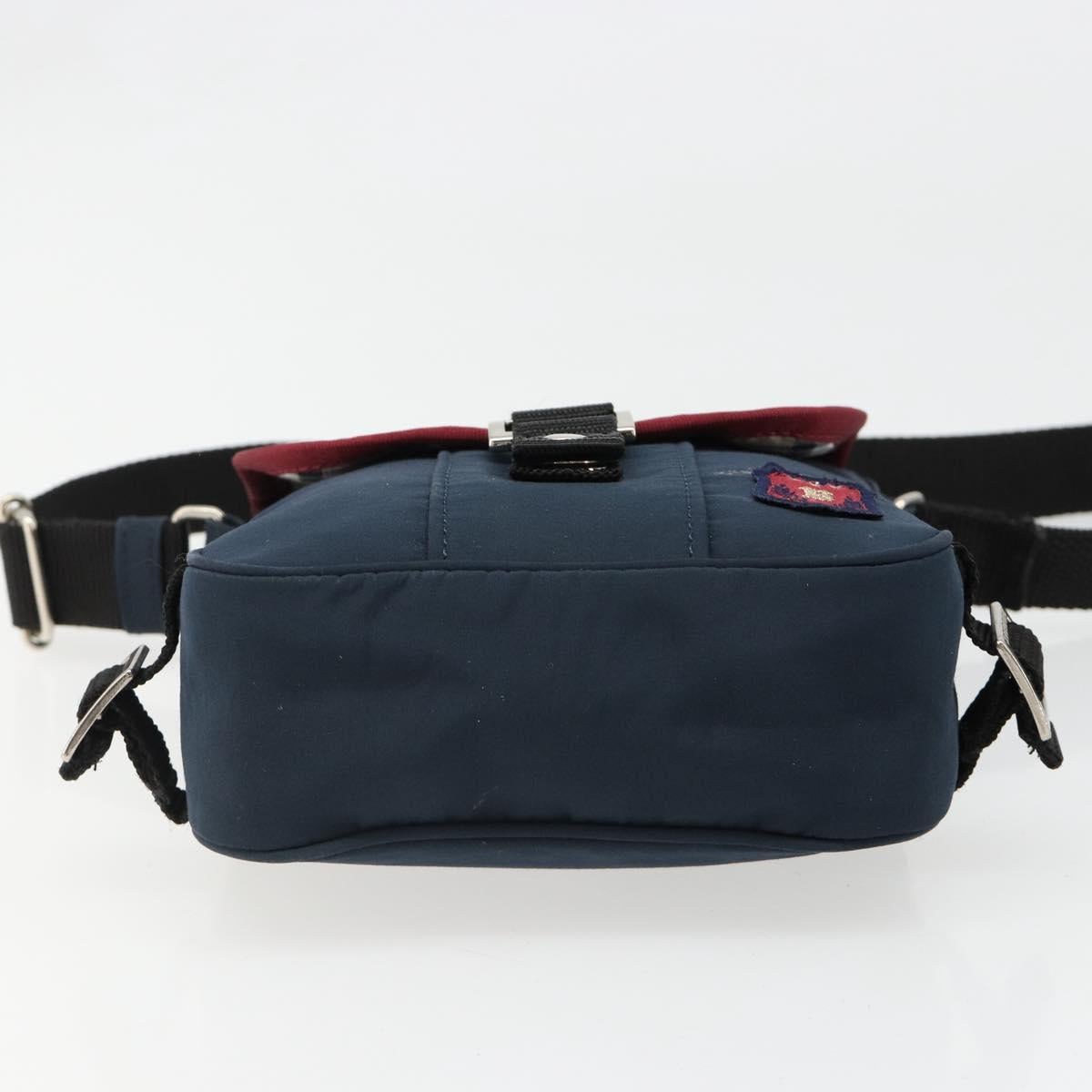 BURBERRY Shoulder Bag Nylon Navy Silver Auth hk3811