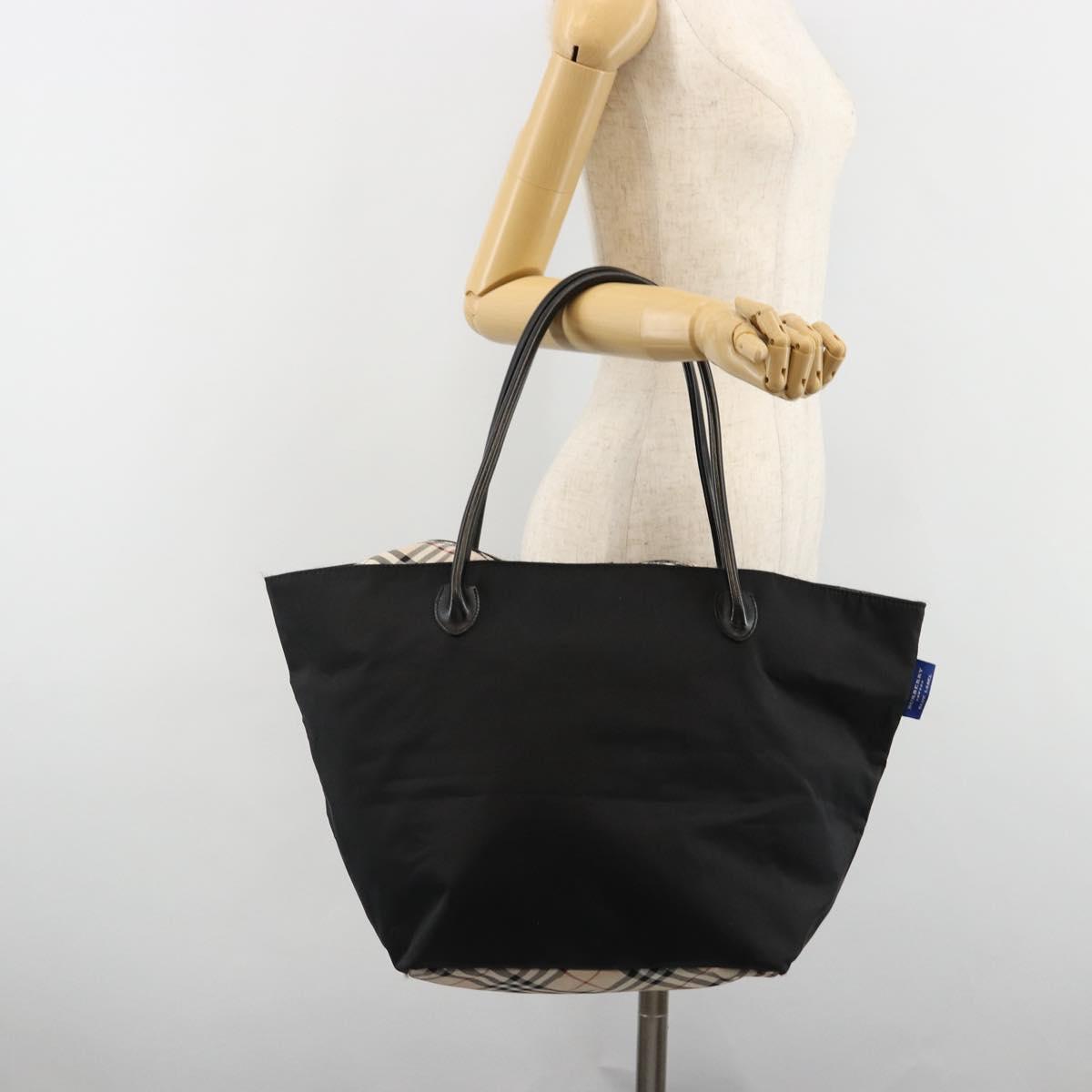 BURBERRY Blue Label Tote Bag Nylon Black Auth hk3812